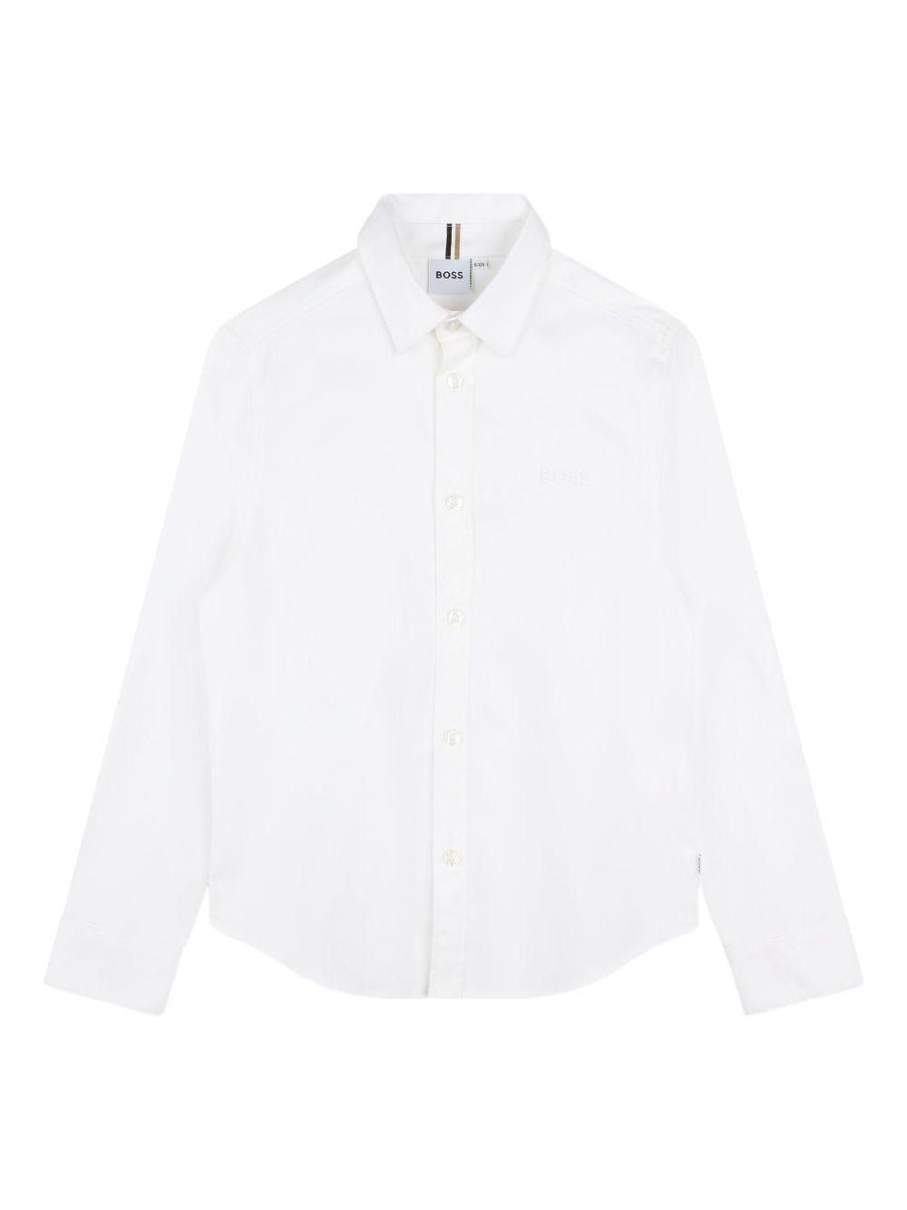 Camicia per bambino Boss Kids bianca con logo ricamato - Rubino Kids