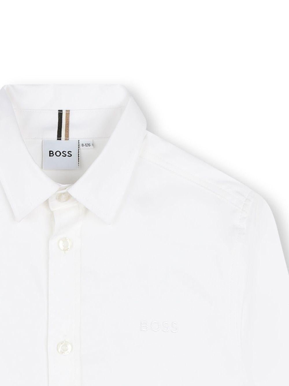 Camicia per bambino Boss Kids bianco con logo ricamato - Rubino Kids