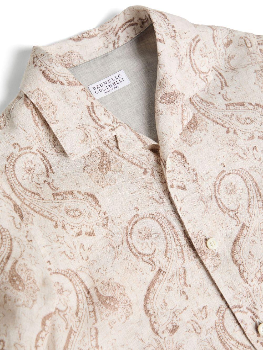 Camicia per bambino Brunello Cucinelli Kids beige con stampa paisley - Rubino Kids