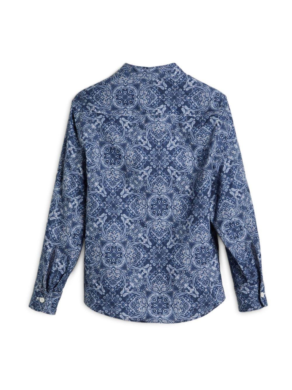 Camicia per bambino Brunello Cucinelli Kids blu con colletto alla coreana - Rubino Kids