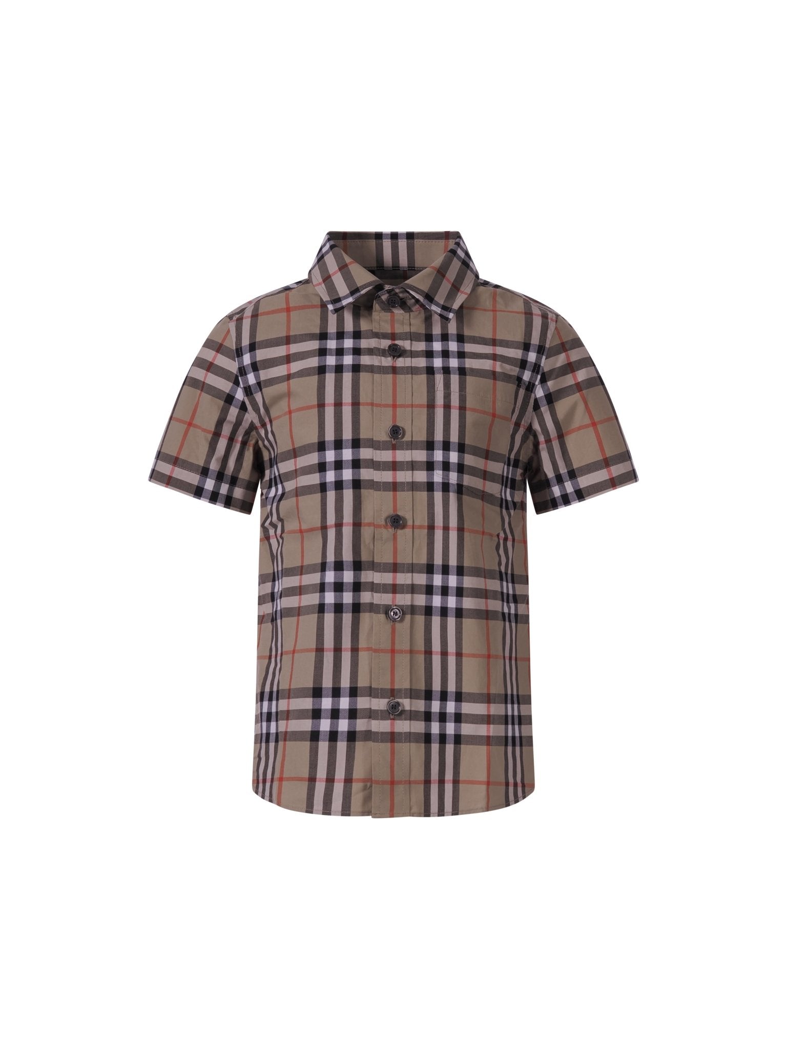 Camicia per bambino Burberry Kids beige con caratteristico motivo Vintage Check all - over - Rubino Kids