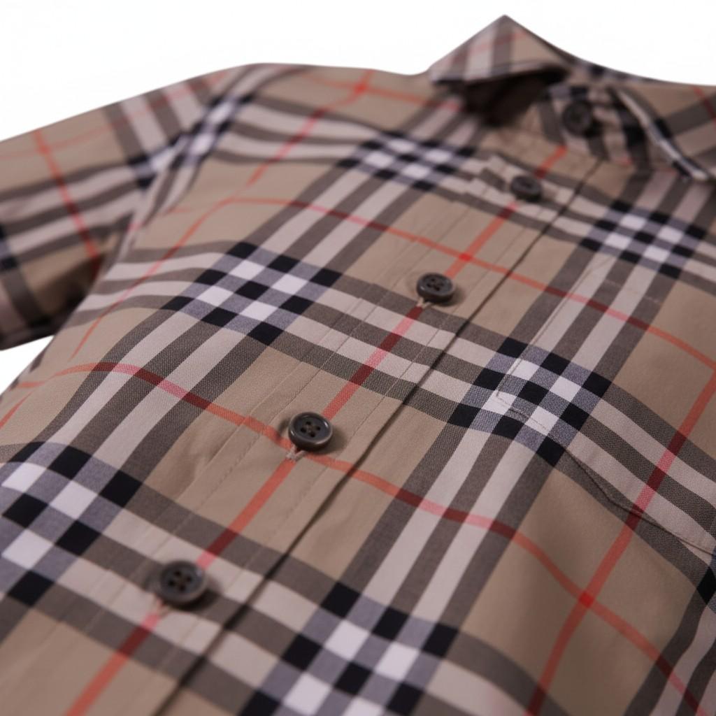 Camicia per bambino Burberry Kids beige con caratteristico motivo Vintage Check all - over - Rubino Kids