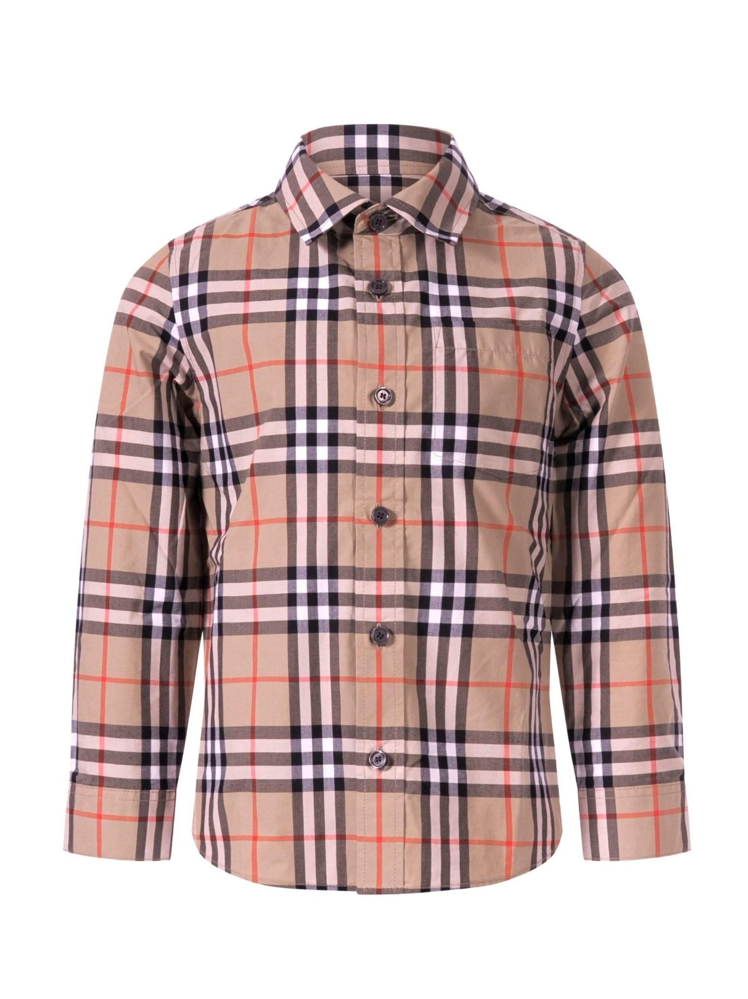 Camicia per bambino Burberry Kids beige con colletto a punta - Rubino Kids