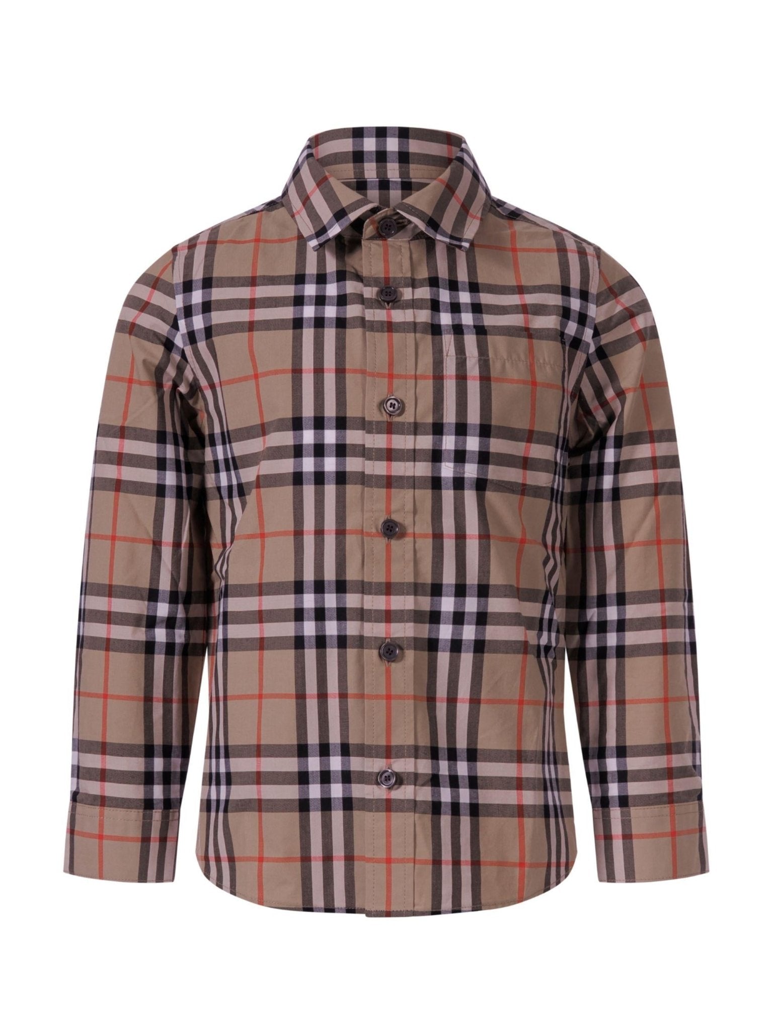 Camicia per bambino Burberry Kids beige con colletto a punta - Rubino Kids