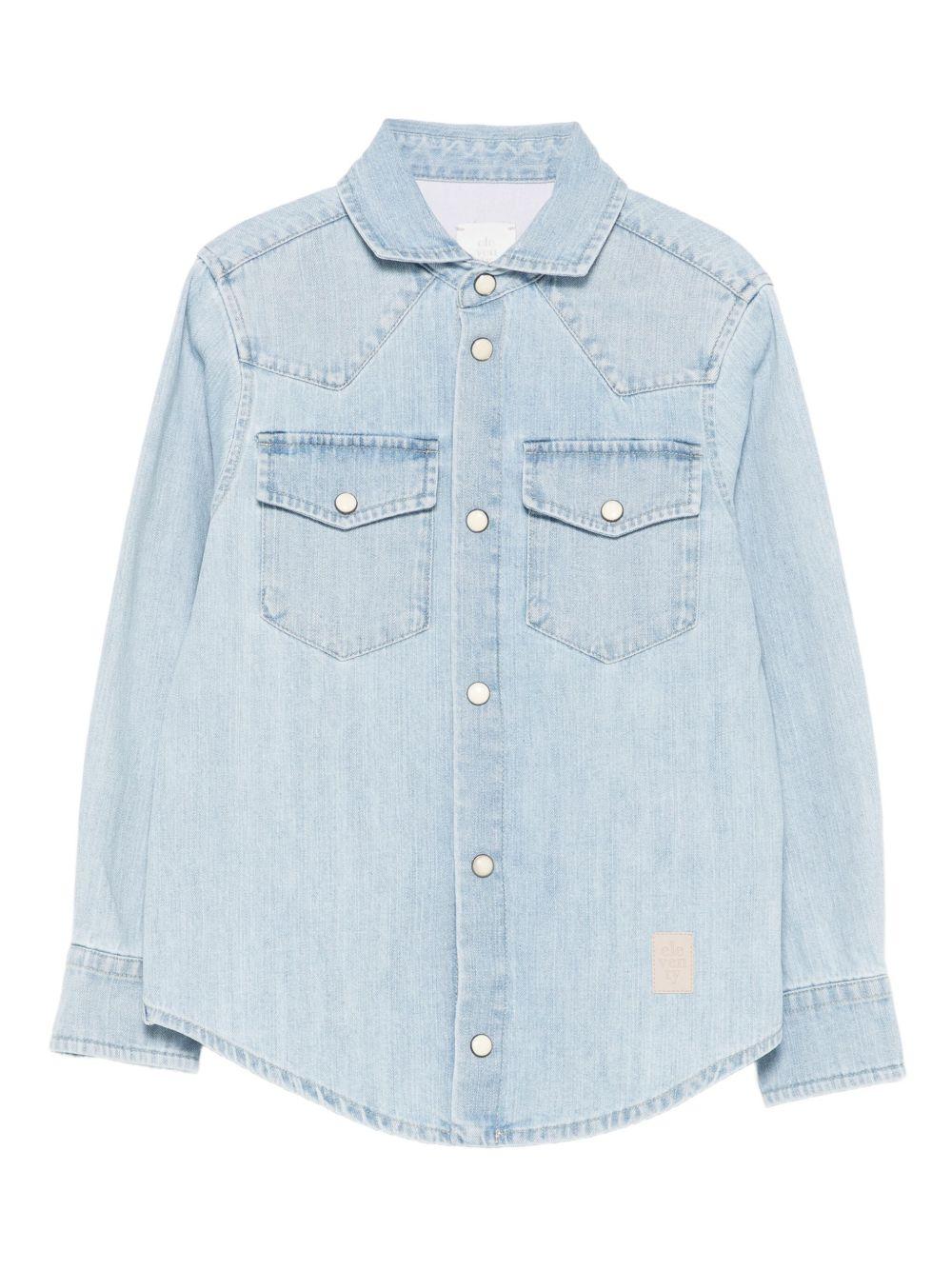 Camicia per bambino Eleventy Kids denim con toppa con logo - Rubino Kids