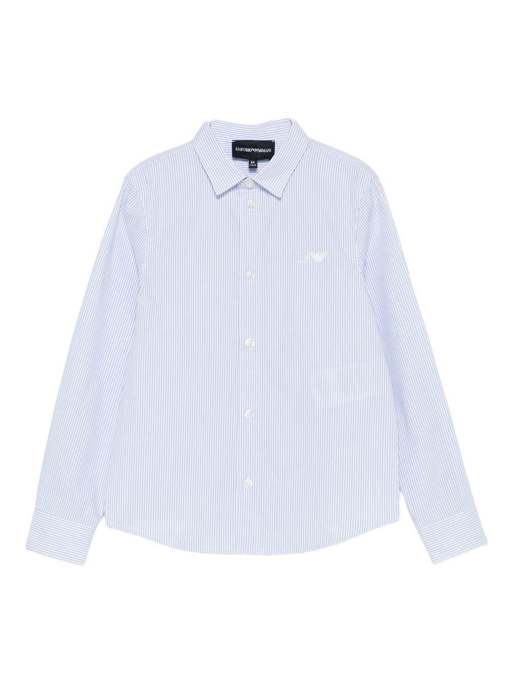 Camicia per bambino Emporio Armani Kids azzurra con motivo verticali a righe - Rubino Kids