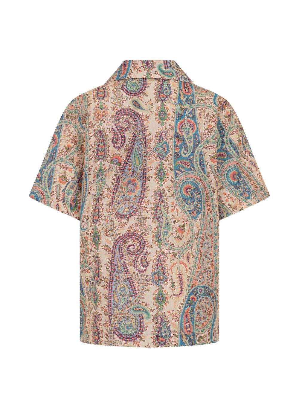 Camicia per bambino Etro Kids beige con stampa Paisley all - over - Rubino Kids