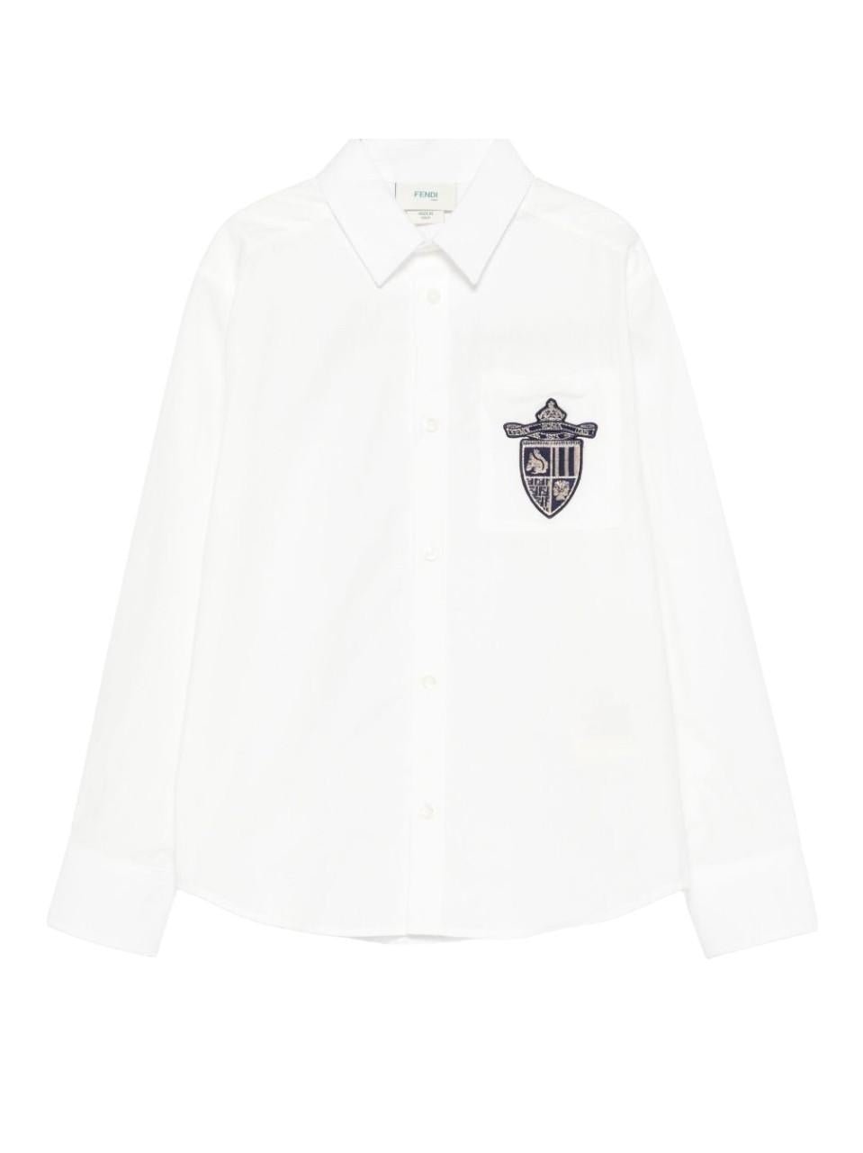 Camicia per bambino Fendi Kids bianca con scudo ricamato - Rubino Kids