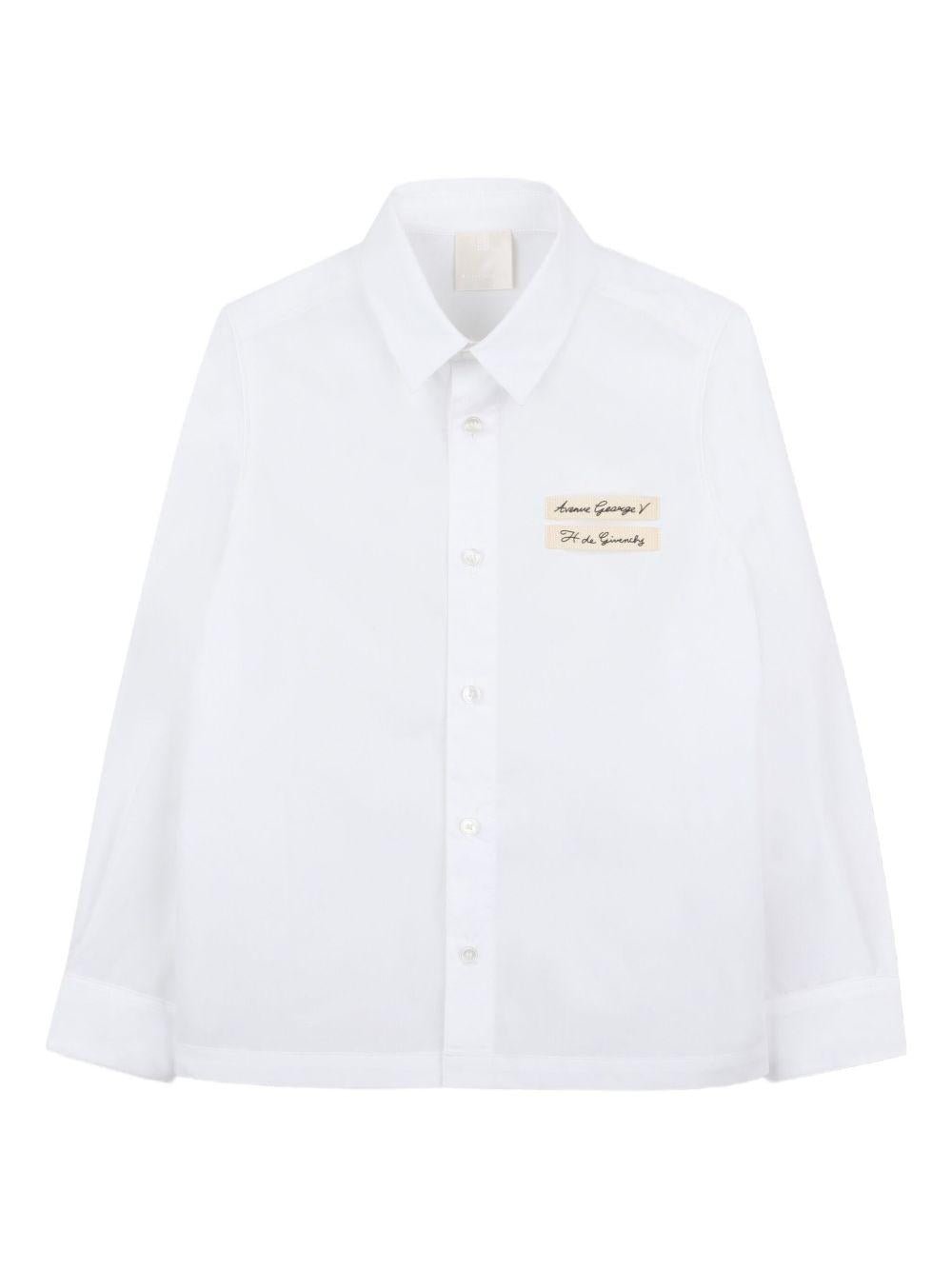 Camicia per bambino Givenchy Kids bianca con applicazione con ricamo - Rubino Kids