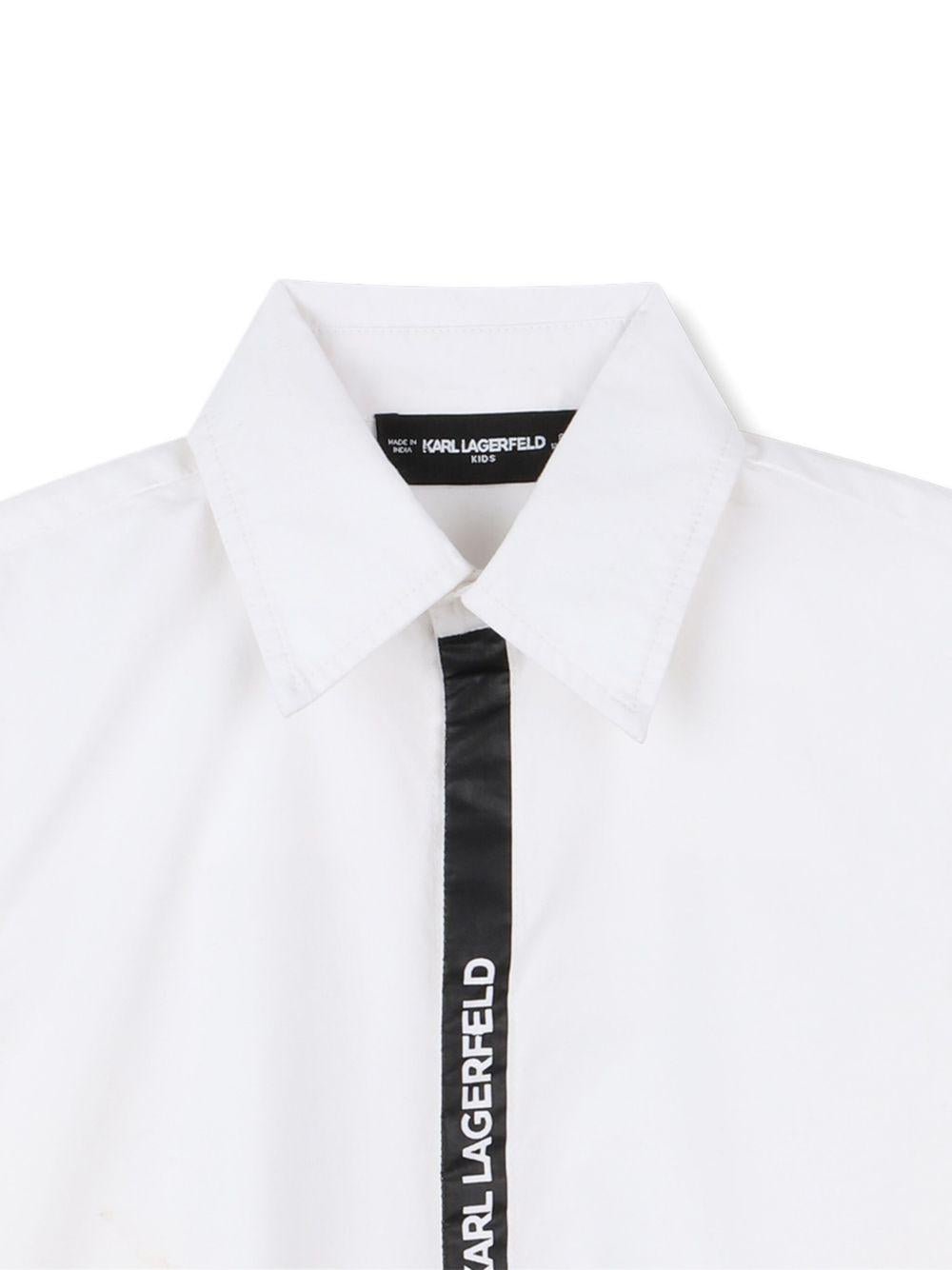 Camicia per bambino Karl Lagerfeld Kids bianco con dettaglio con logo - Rubino Kids