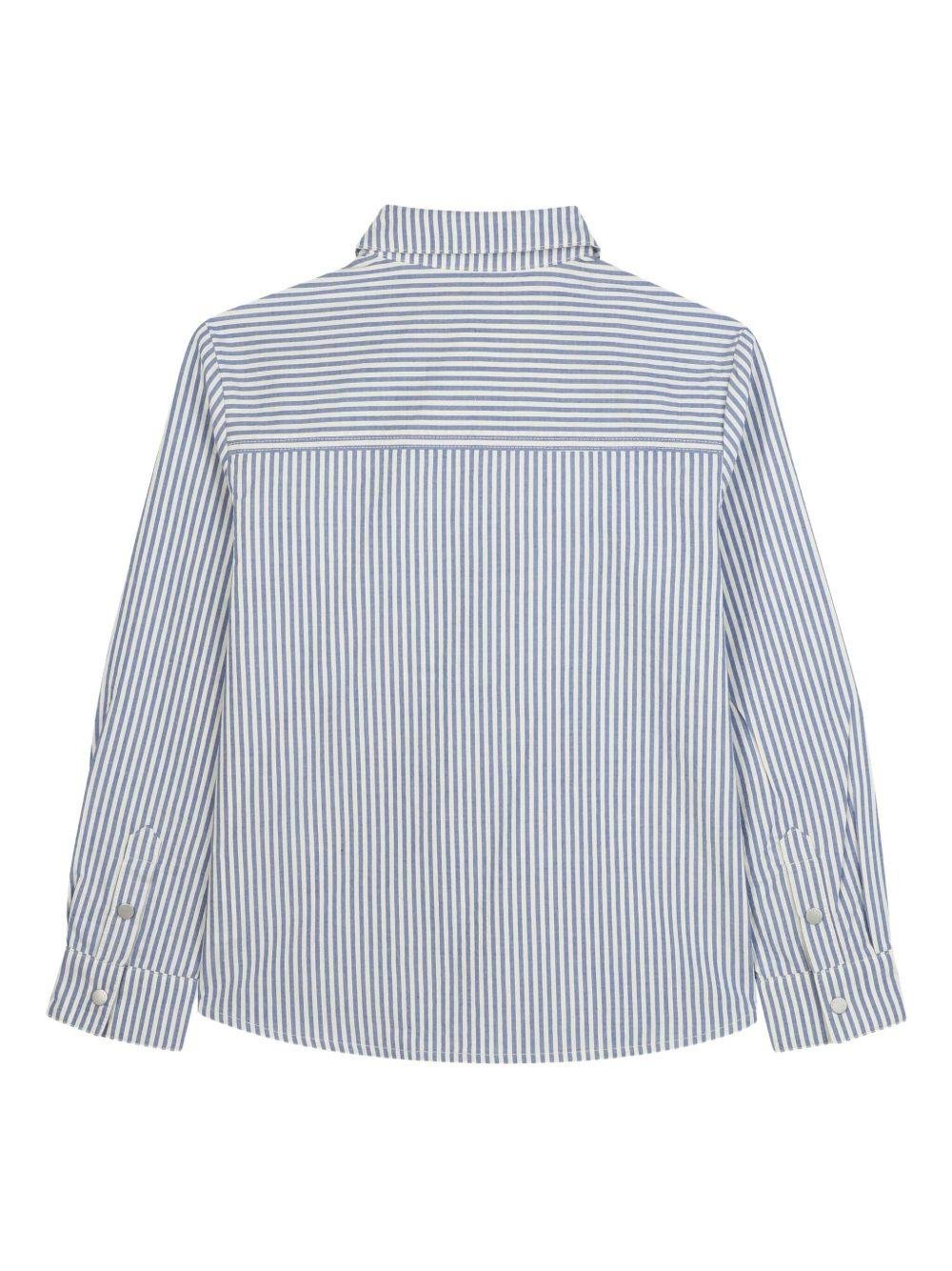 Camicia per bambino Kenzo Kids blu a righe con applicazione - Rubino Kids