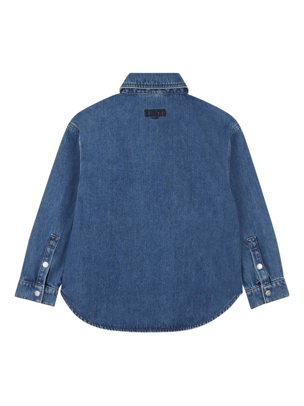 Camicia per bambino Kenzo Kids denim con logo ricamato sul petto - Rubino Kids