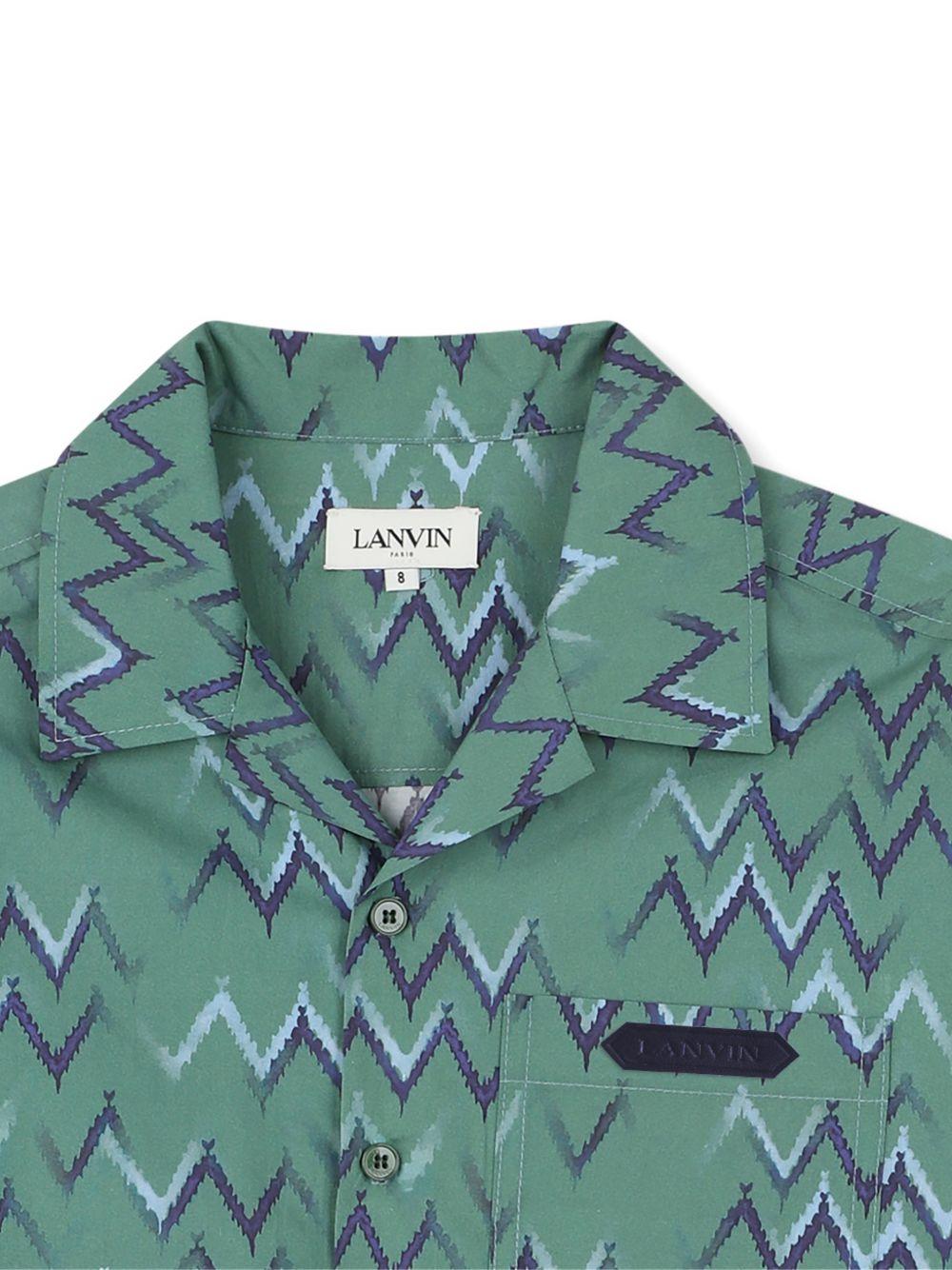 Camicia per bambino Lanvin Enfant verde con motivo a zigzag - Rubino Kids