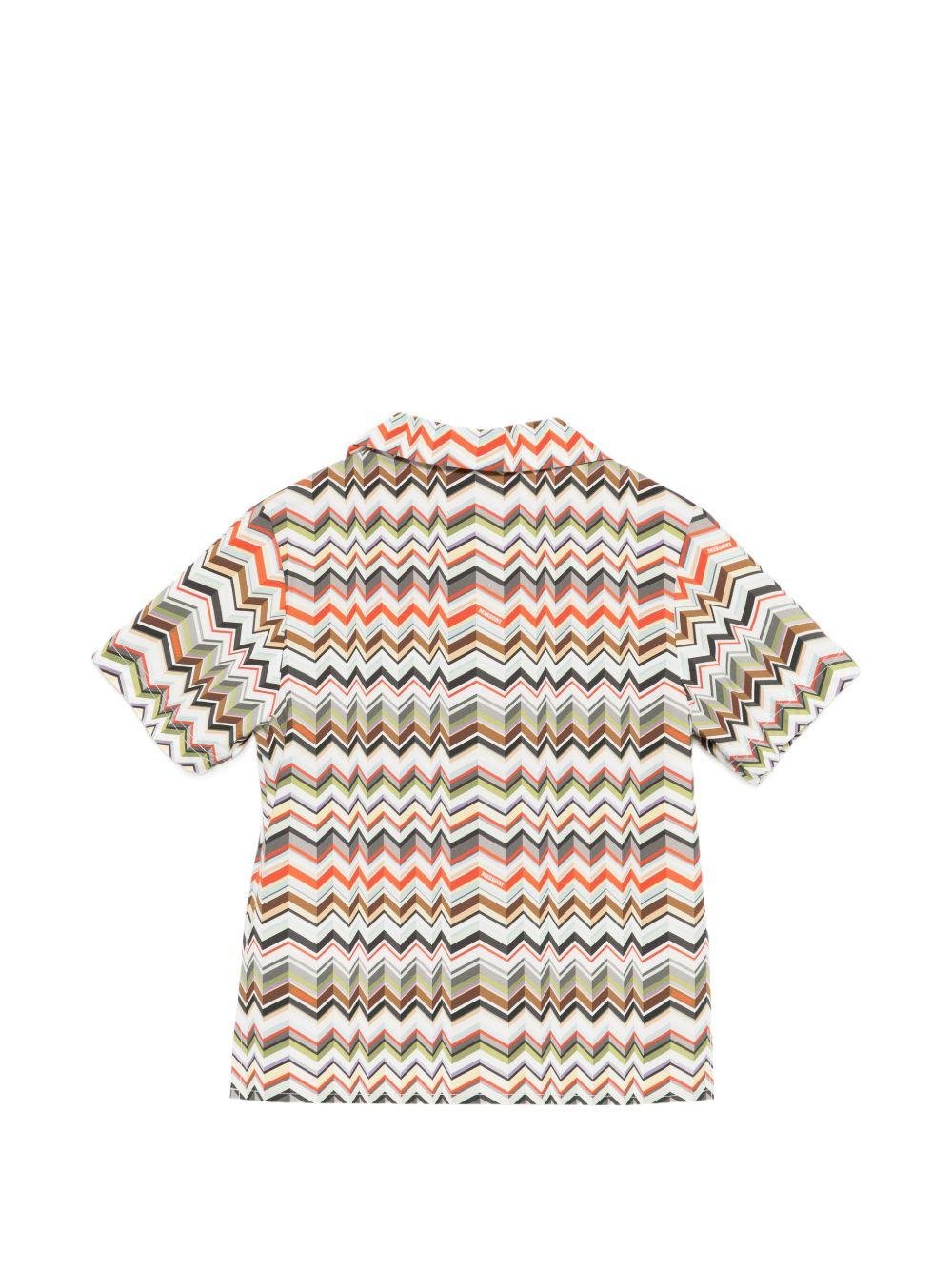 Camicia per bambino Missoni Kids beige chiaro con colletto stile campeggio - Rubino Kids