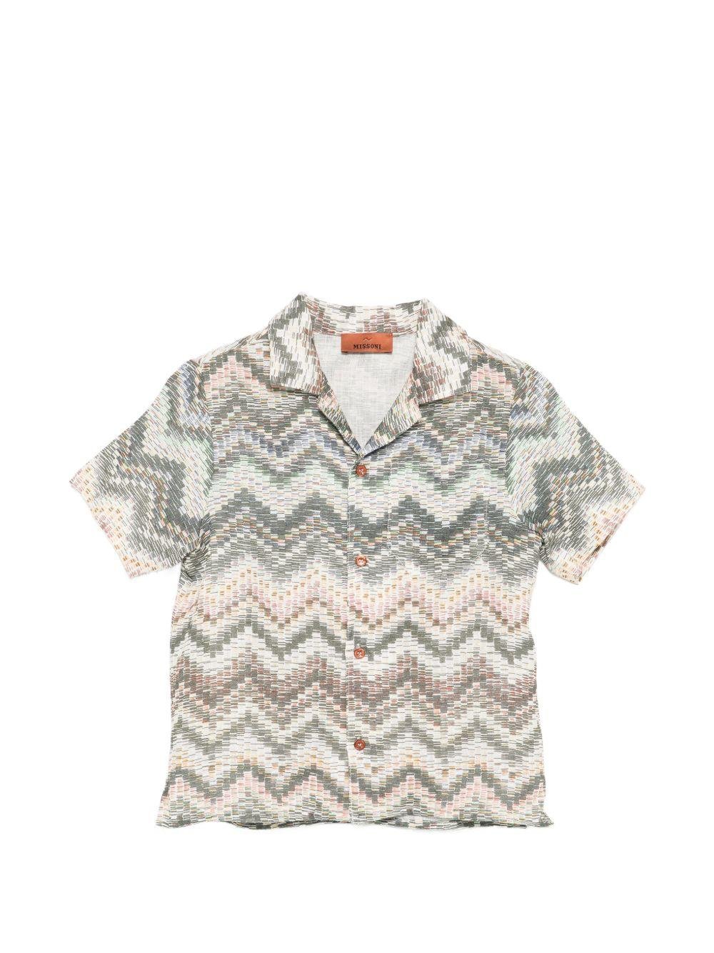 Camicia per bambino Missoni Kids beige con motivo all - over - Rubino Kids