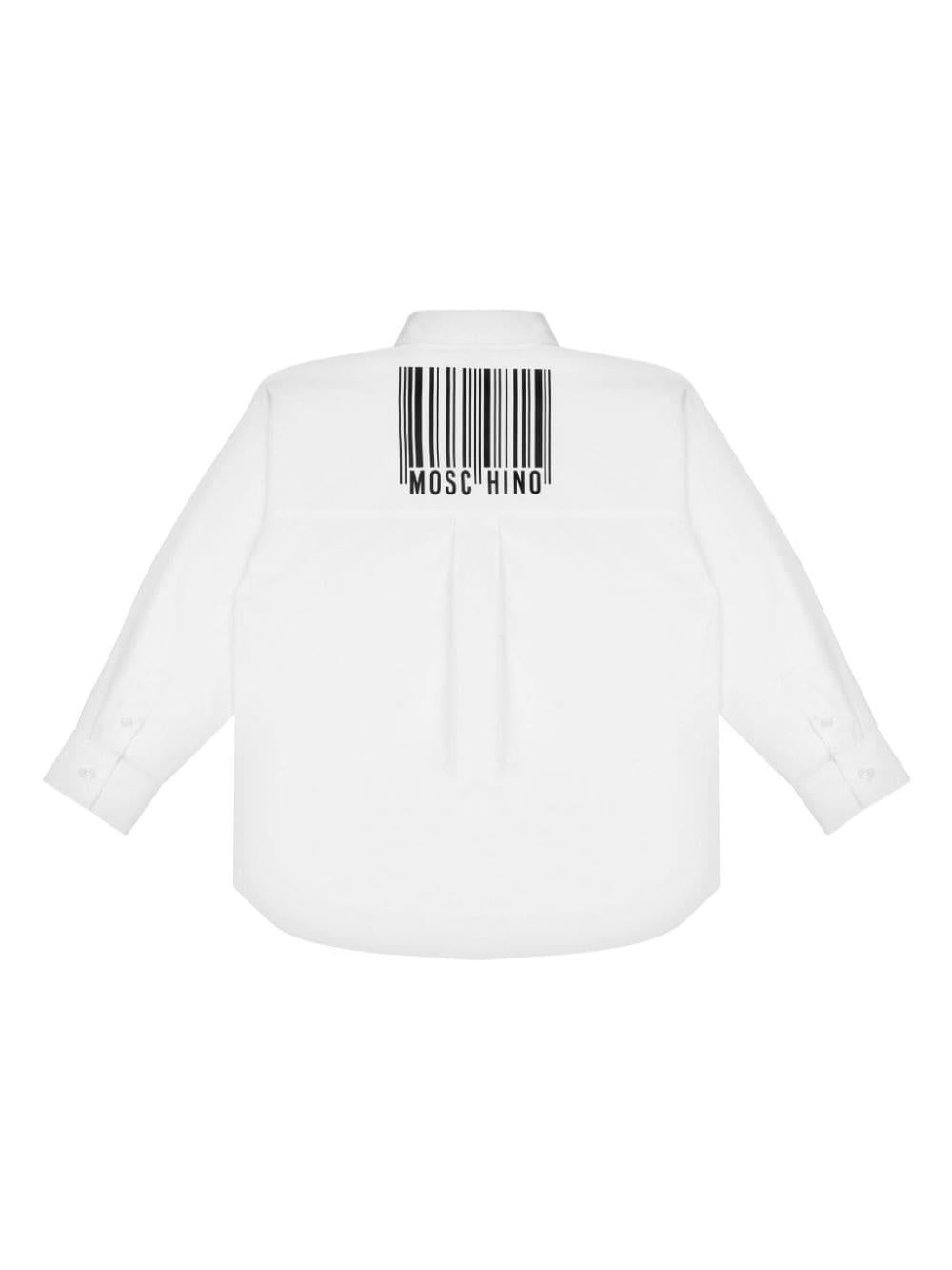 Camicia per bambino Moschino Kids bianco con stampa logo sul petto - Rubino Kids