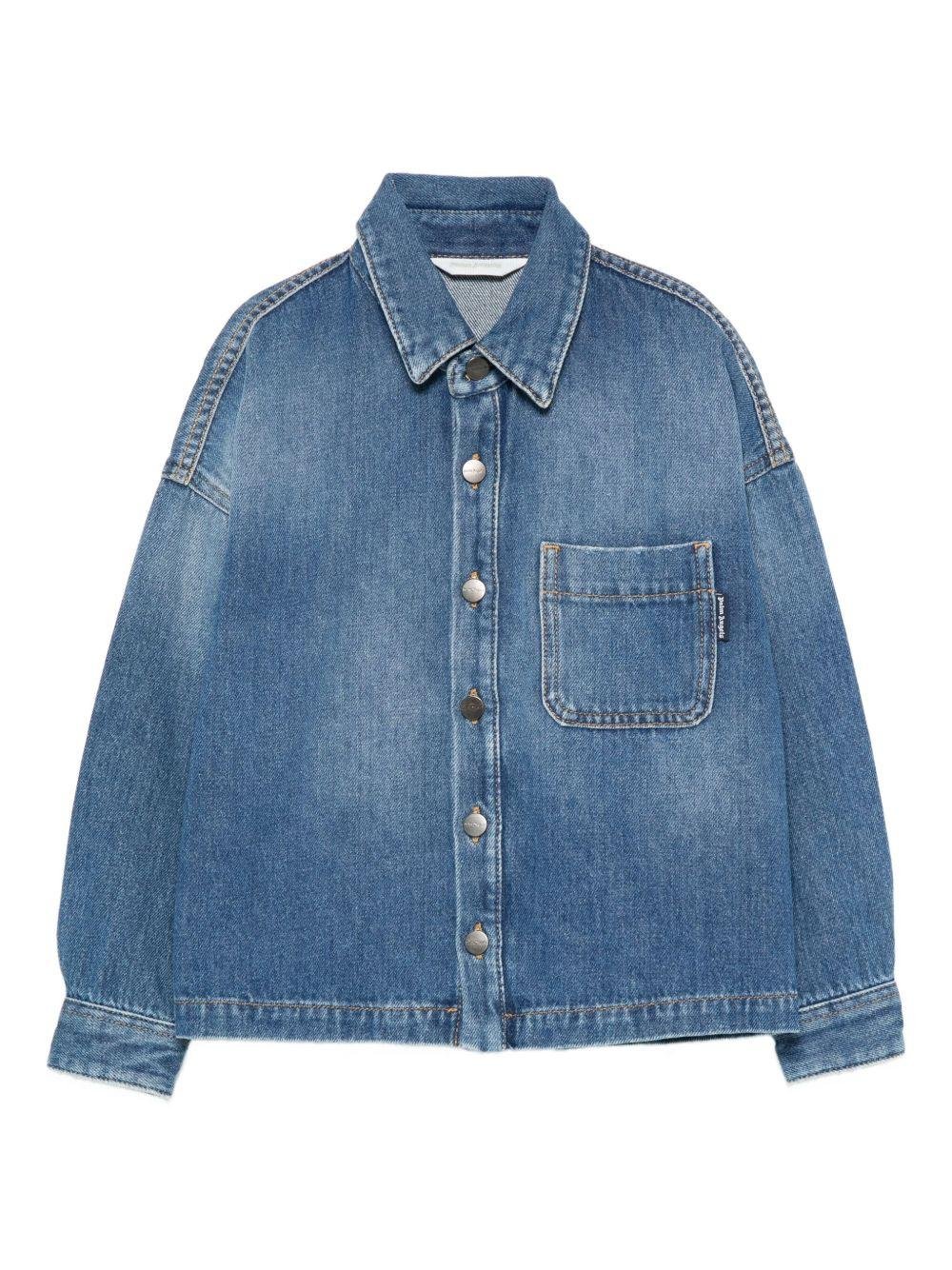 Camicia per bambino Palm Angels Kids in denim con ricamo con logo - Rubino Kids