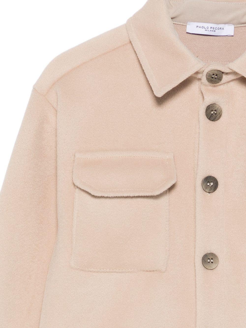 Camicia per bambino Paolo Pecora Kids beige con tasca a patta e bottoni - Rubino Kids