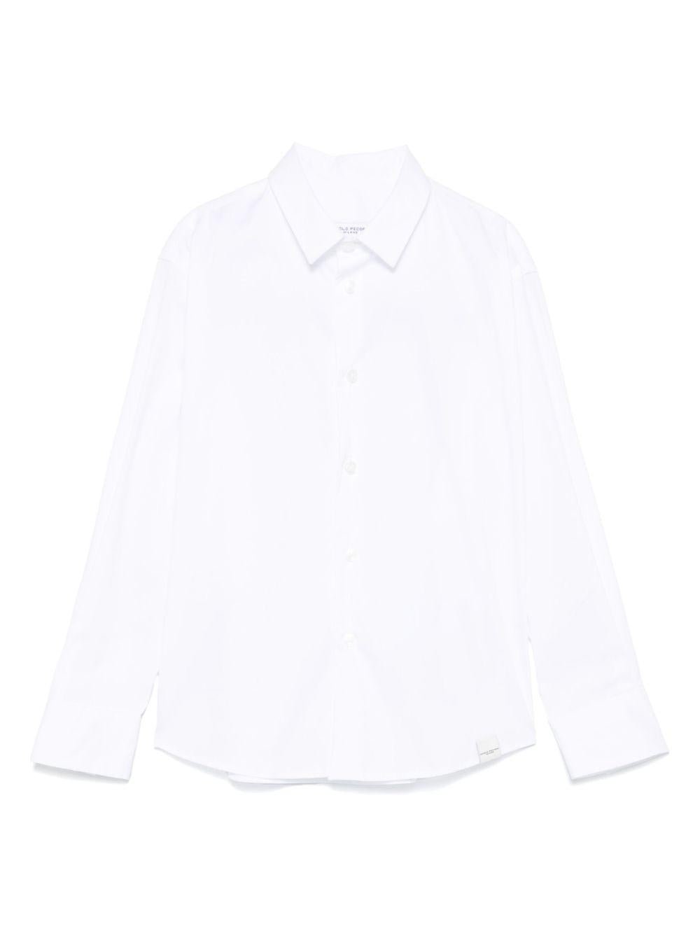 Camicia per bambino Paolo Pecora Kids bianco con mini etichetta con logo - Rubino Kids