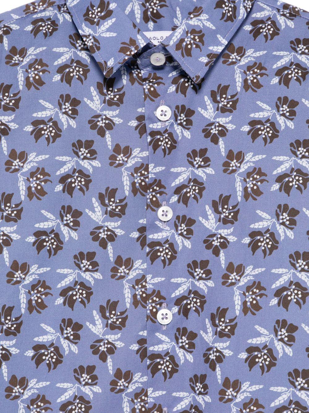 Camicia per bambino Paolo Pecora Kids blu con stampa floreale - Rubino Kids