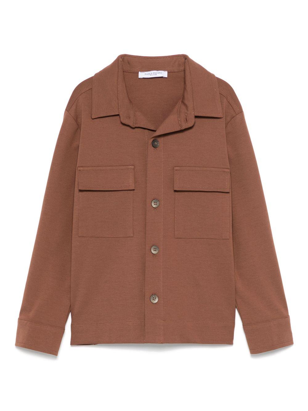 Camicia per bambino Paolo Pecora Kids marrone a maniche lunghe - Rubino Kids