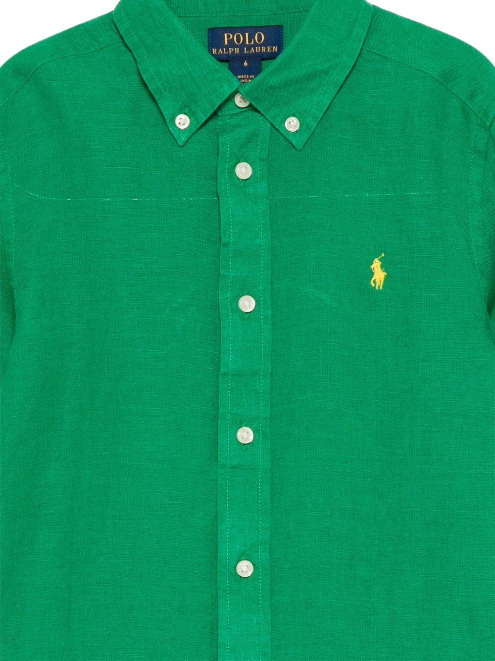 Camicia per bambino Polo Ralph Lauren Kids verde con caratteristico logo Polo Pony - Rubino Kids