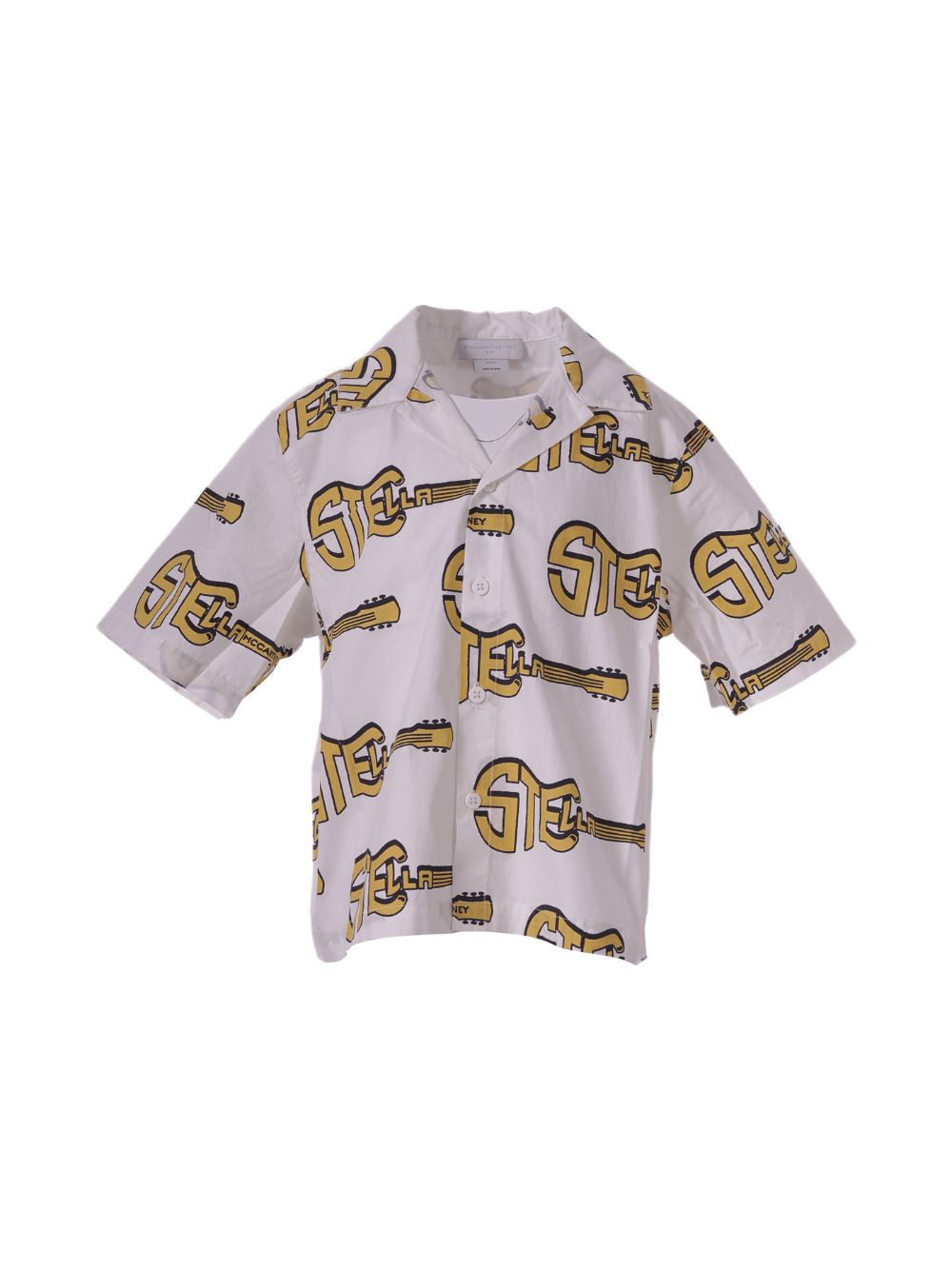 Camicia per bambino Stella McCartney Kids bianca con stampo logo chitarra - Rubino Kids