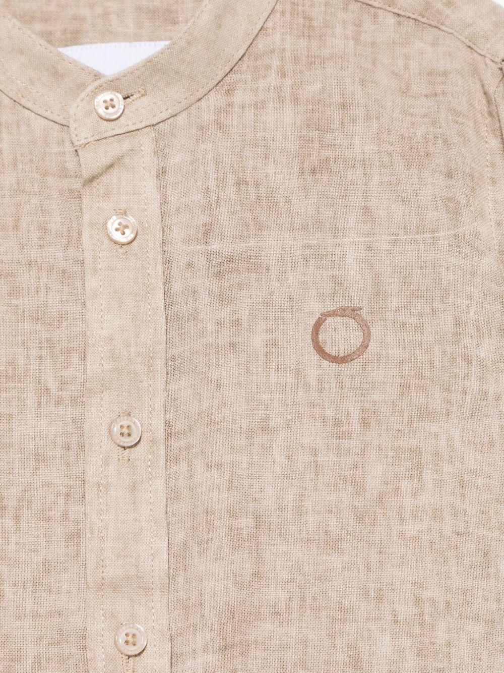 Camicia per bambino Trussardi Junior beige con stampa sul fondo e falsatura frontale con abbottonatura - Rubino Kids
