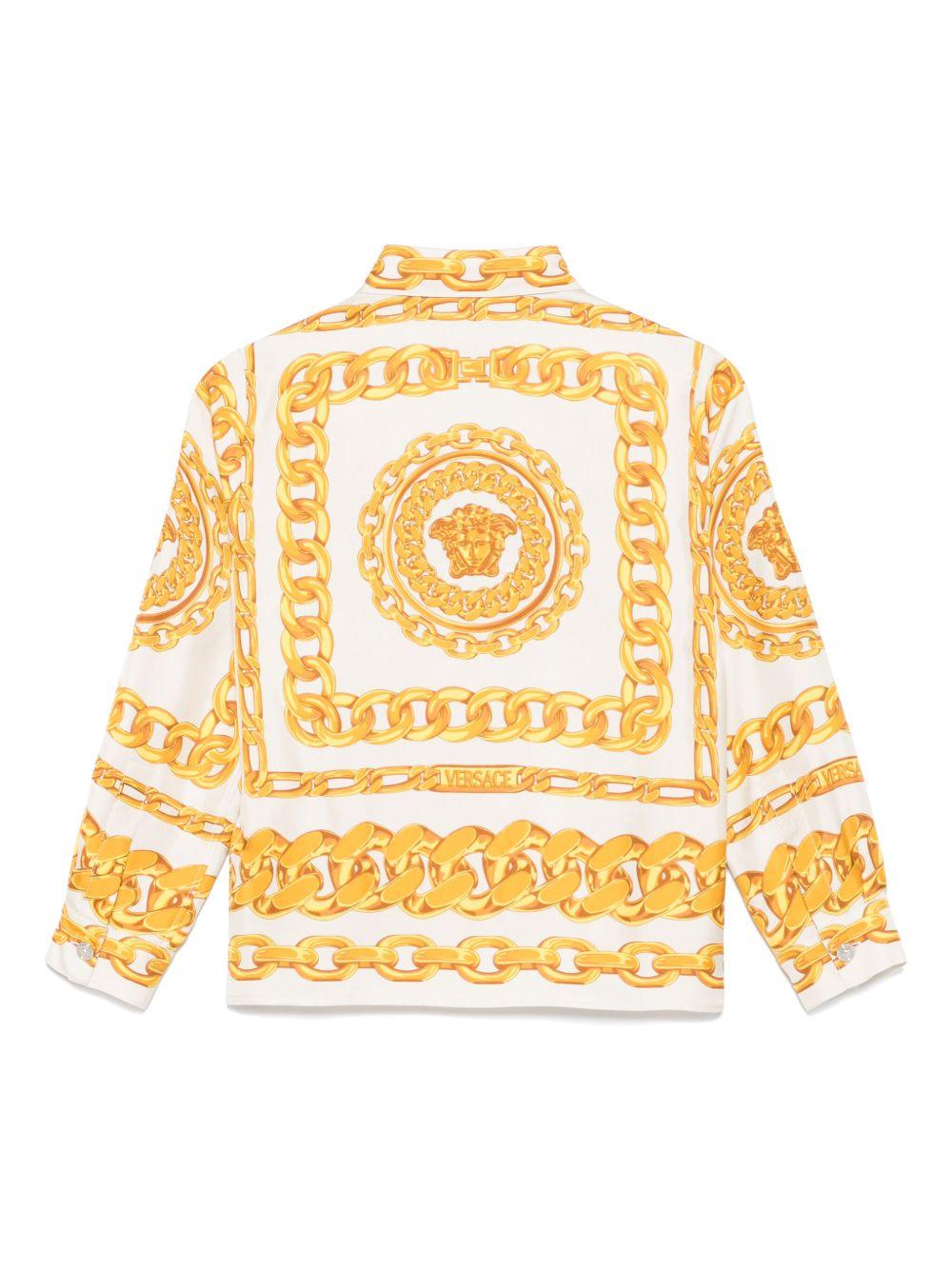 Camicia per bambino Versace Kids beige con stampa catena - Rubino Kids
