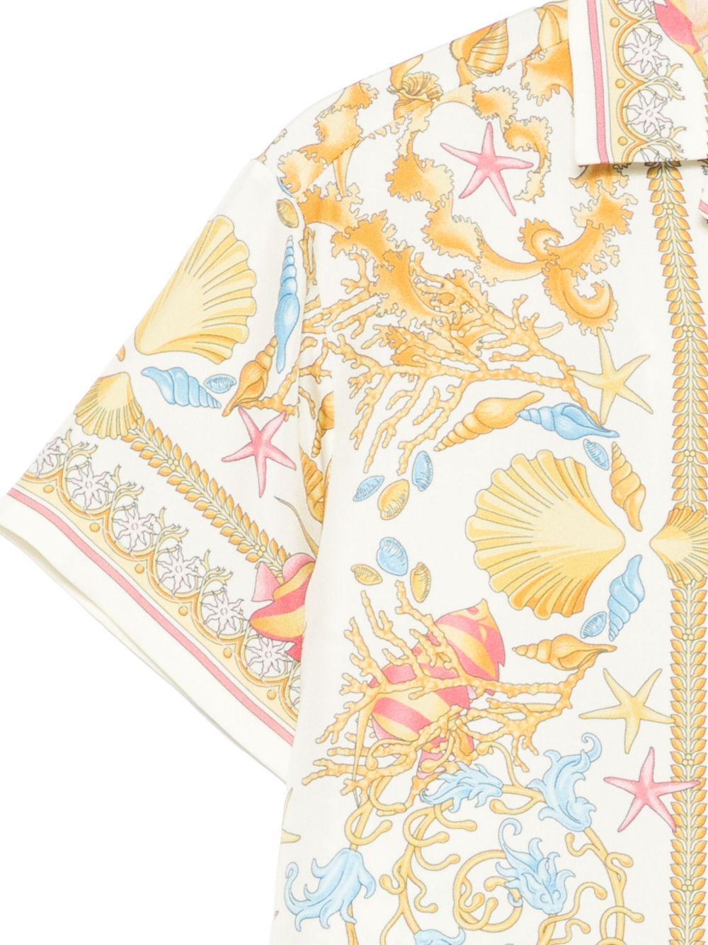Camicia per bambino Versace Kids beige in seta con stampa grafica - Rubino Kids