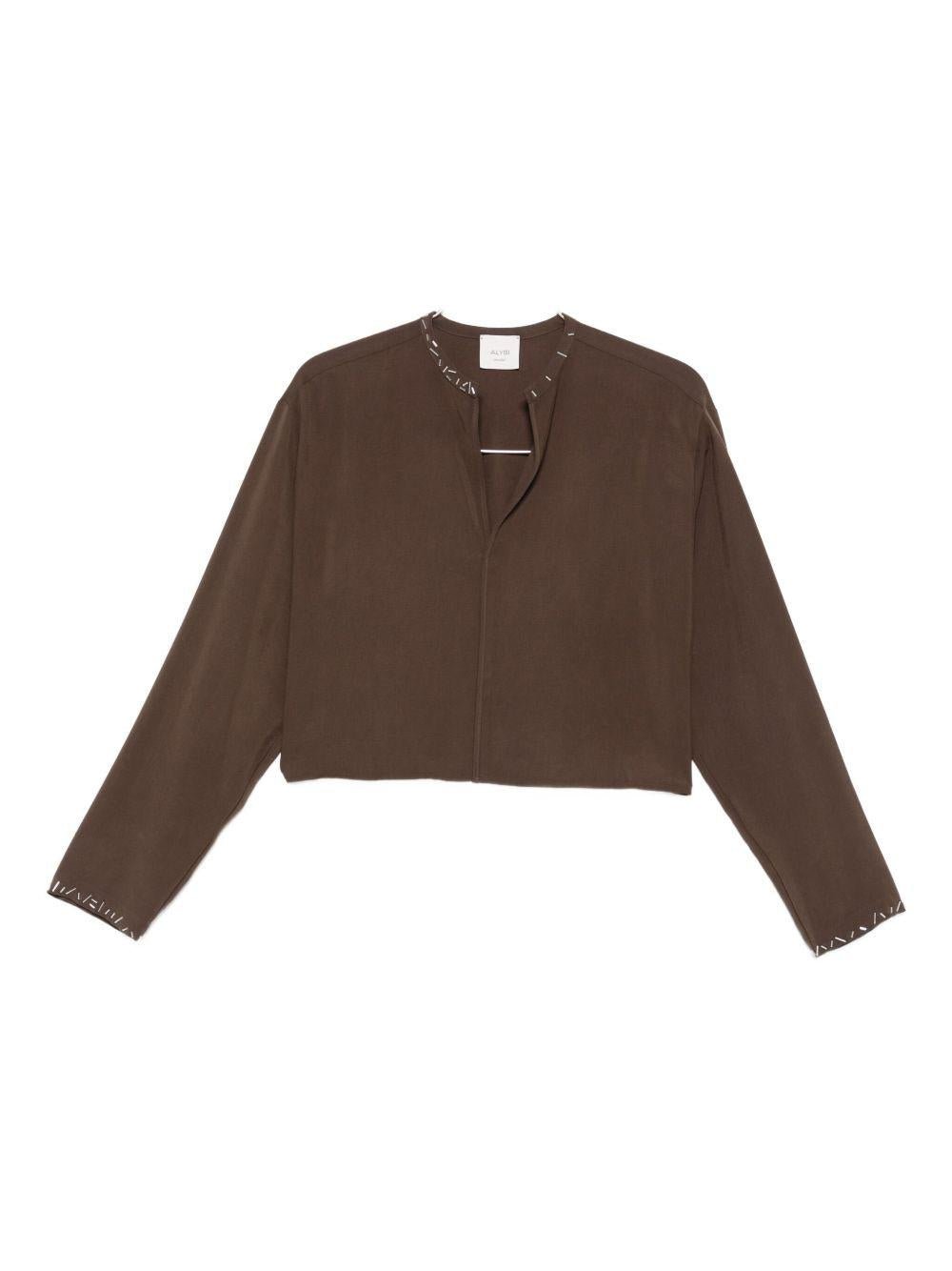 Camicia per donna ALYSI marrone con rifiniture ricamate - Rubino Kids