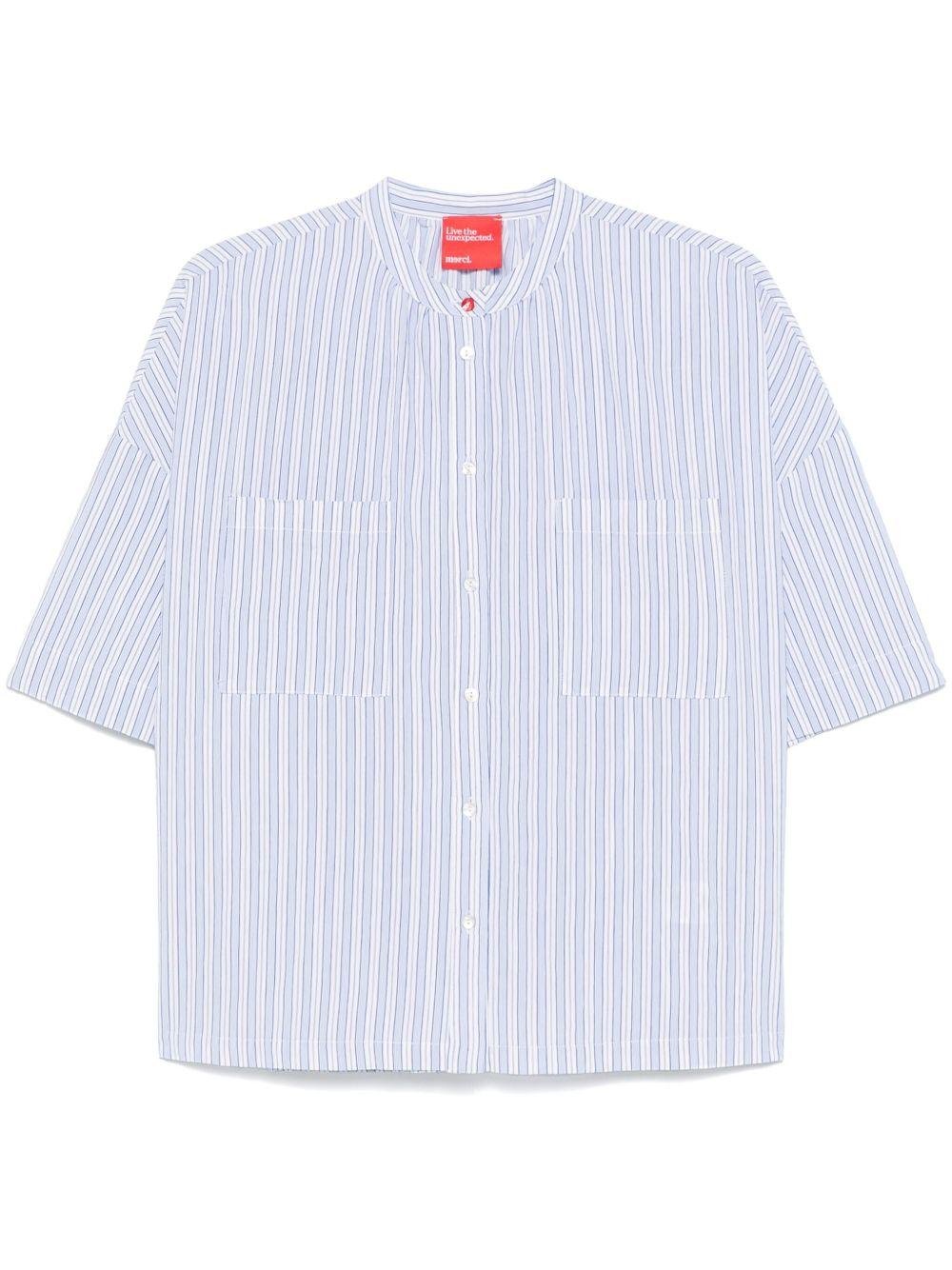 Camicia per donna Merci azzurro a righe con colletto alla coreana - Rubino Kids