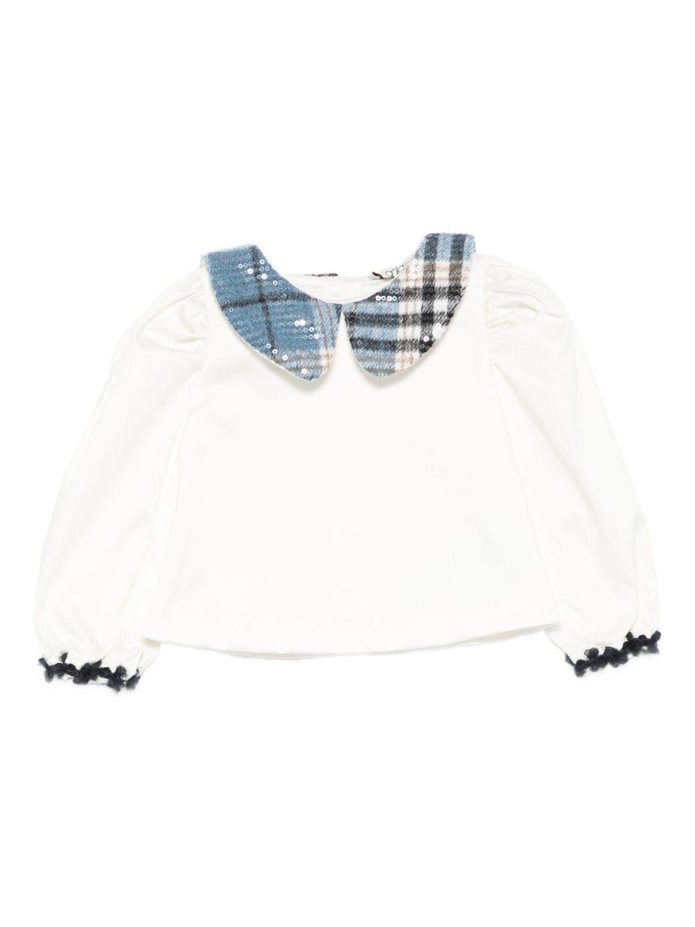 Camicia per neonata A'lapage bianca con colletto con motivo scozzese - Rubino Kids