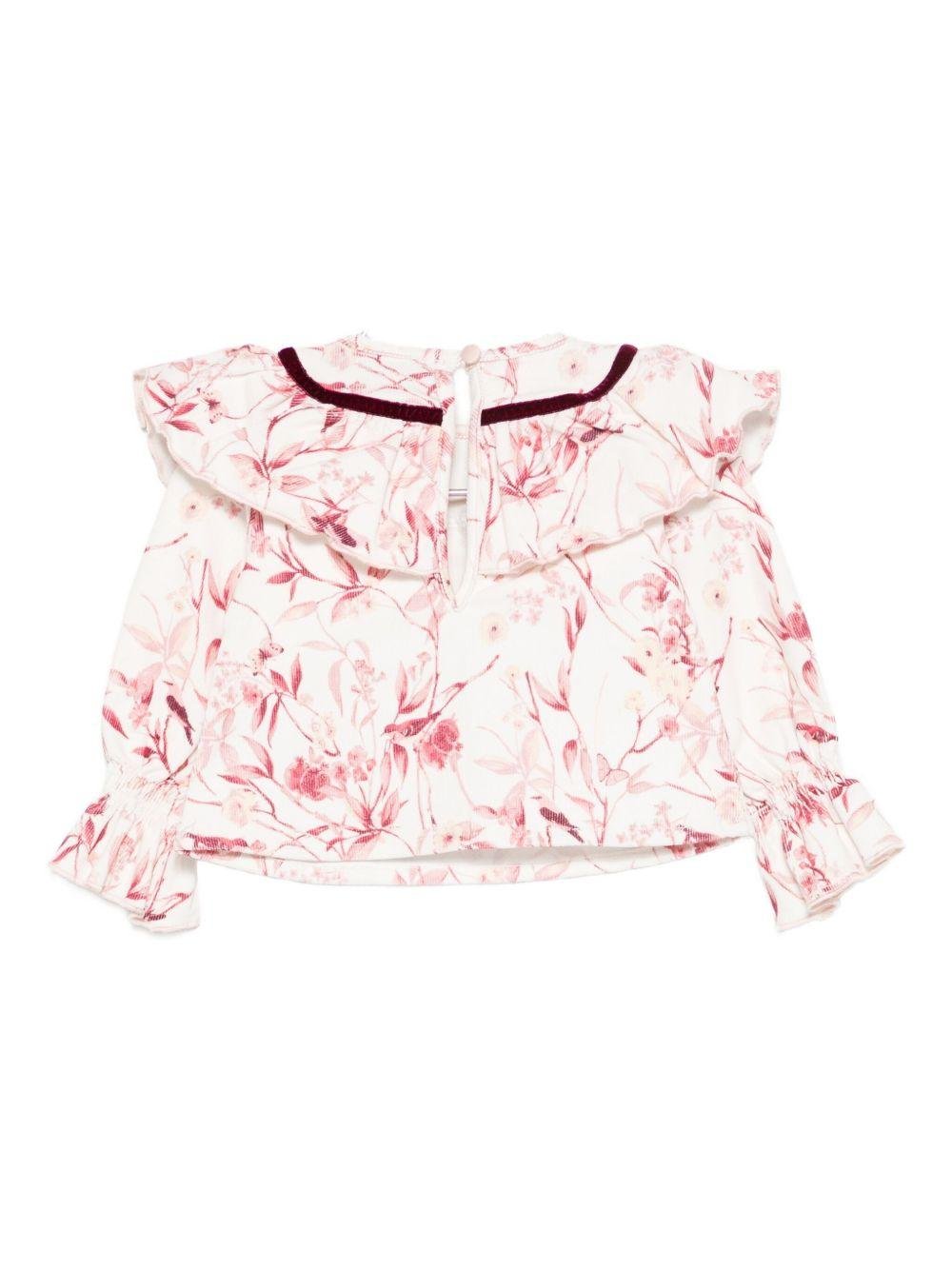 Camicia per neonata A'lapage rosa con stampa floreale - Rubino Kids
