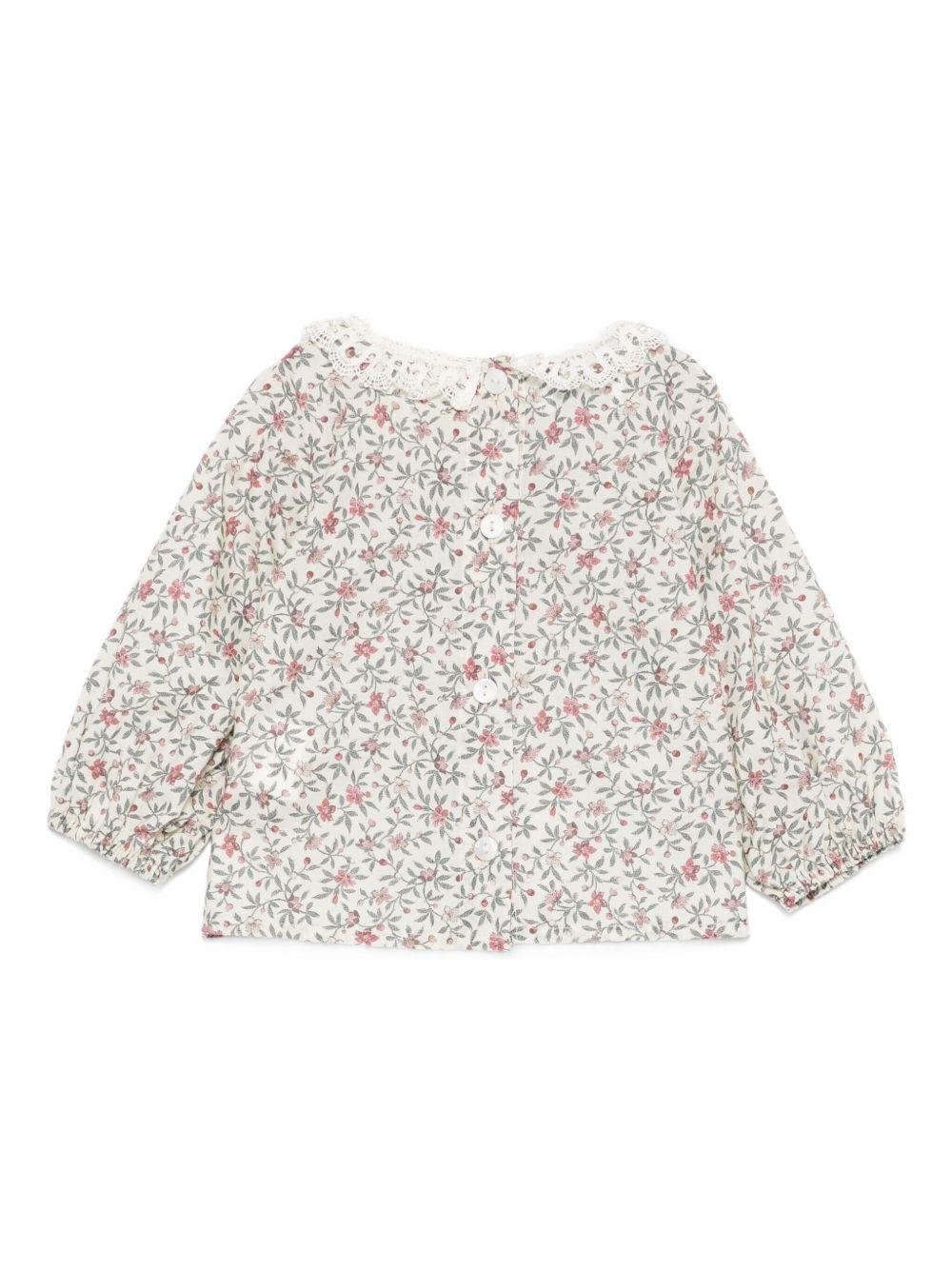 Camicia per neonata Jesurum Baby écru con stampa floreale - Rubino Kids