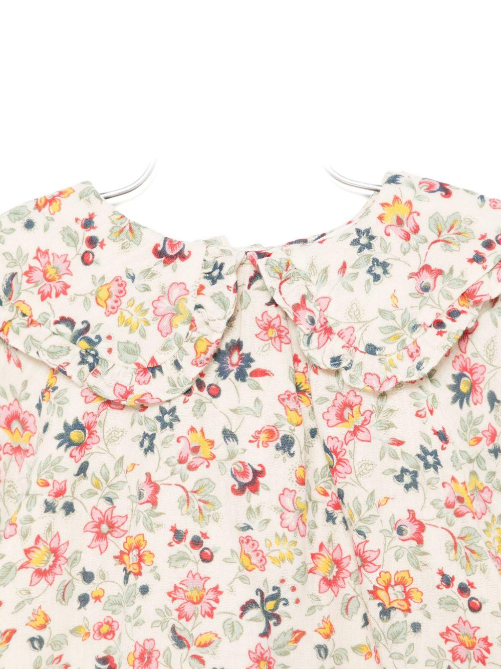 Camicia per neonata Louise Misha beige con stampa floreale all - over - Rubino Kids