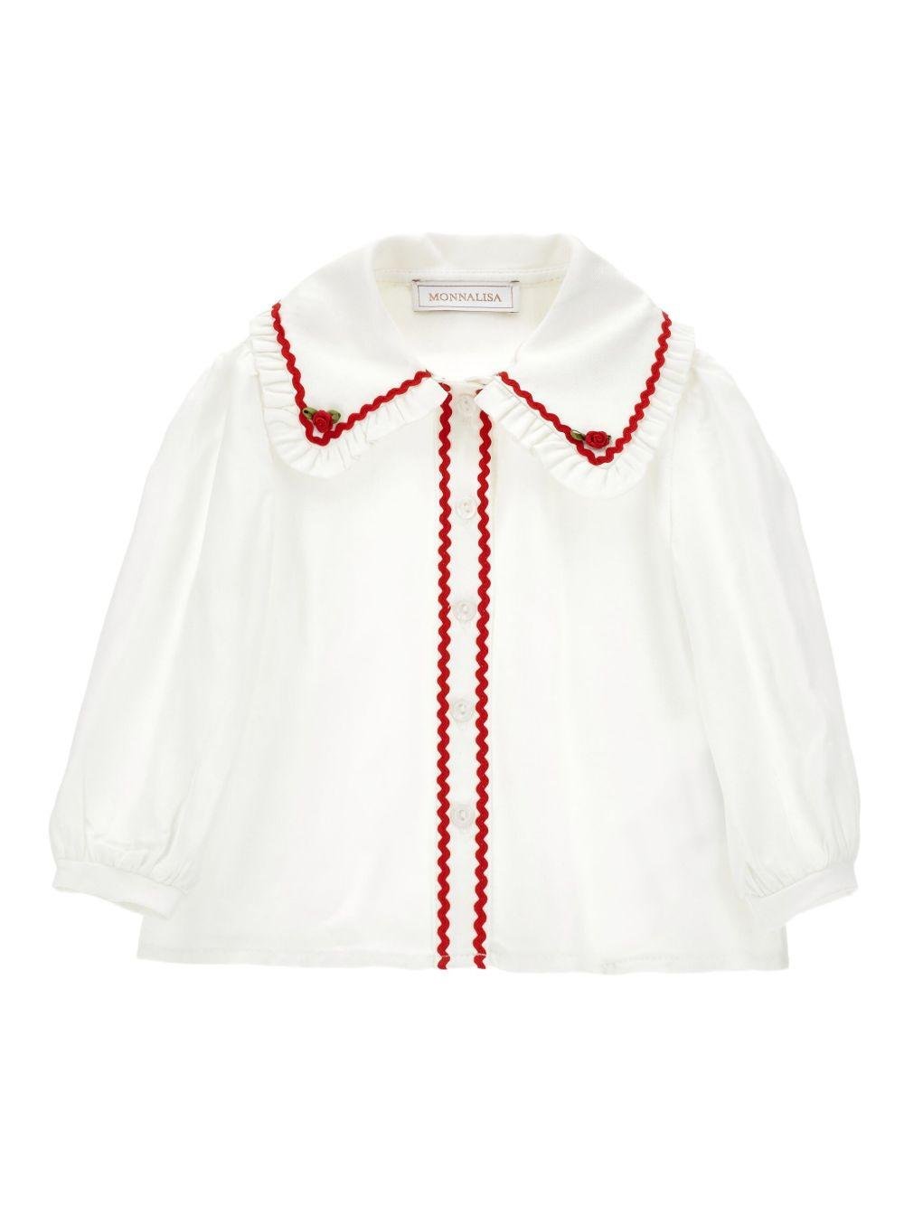 Camicia per neonata Monnalisa bianca con chiusura frontale con abbottonatura - Rubino Kids