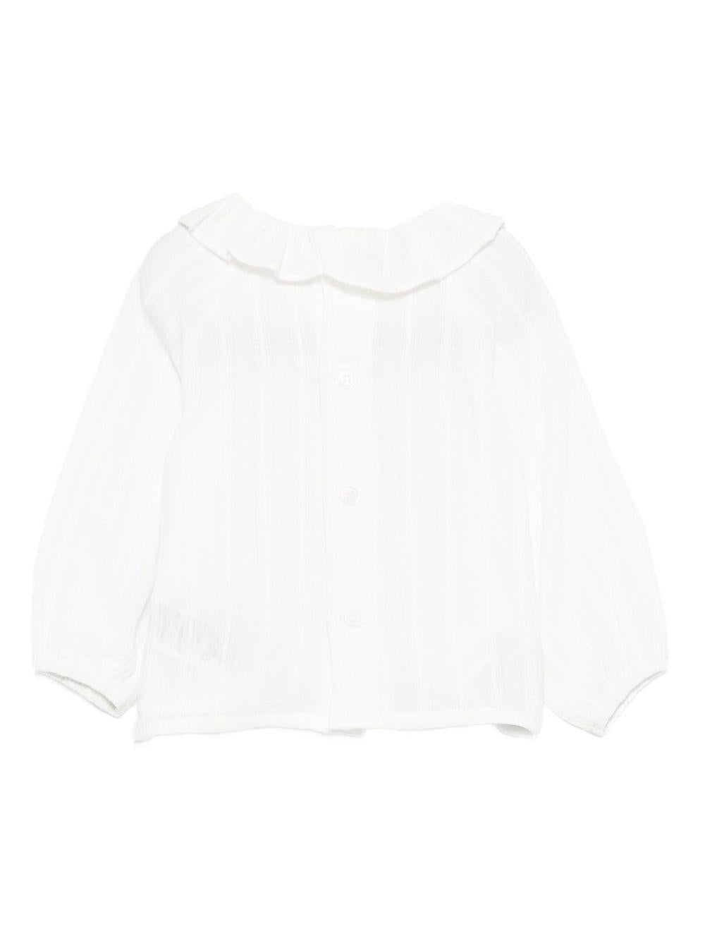 Camicia per neonata Paz Rodríguez bianca con colletto arricciato - Rubino Kids