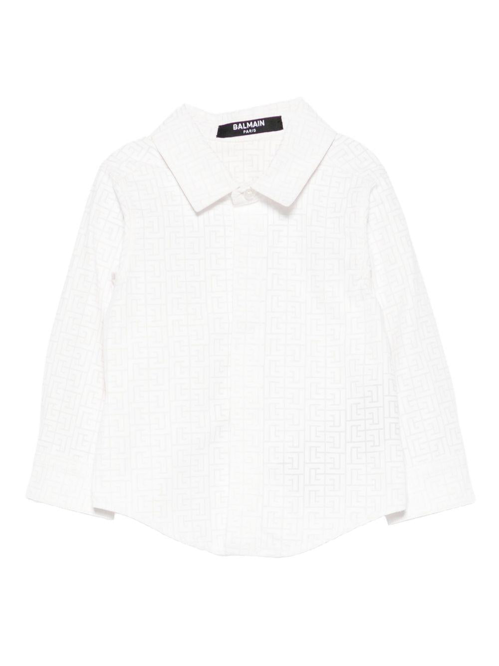 Camicia per neonato Balmain Kids bianca con motivo geometrico - Rubino Kids