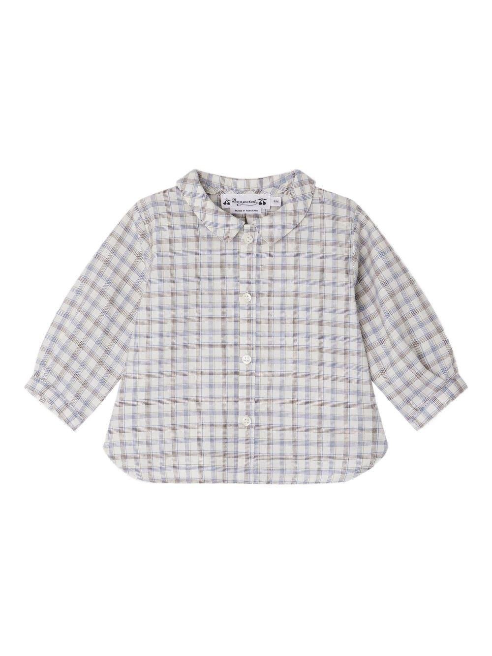 Camicia per neonato Bonpoint bianco con motivo a quadri - Rubino Kids