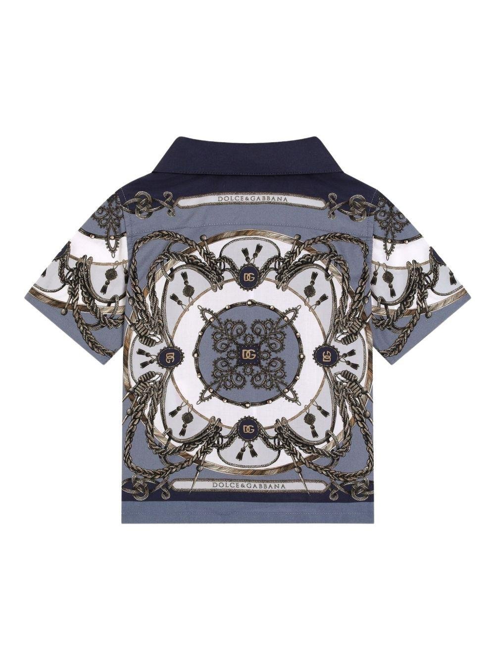 Camicia per neonato Dolce & Gabbana blu con stampa grafica all - over - Rubino Kids