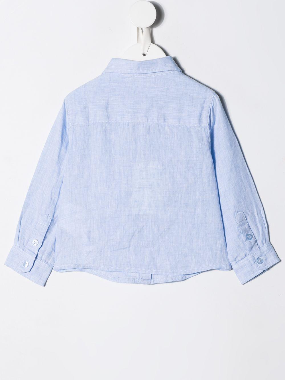 Camicia per neonato Emporio Armani Kids azzurra con logo sul davanti - Rubino Kids