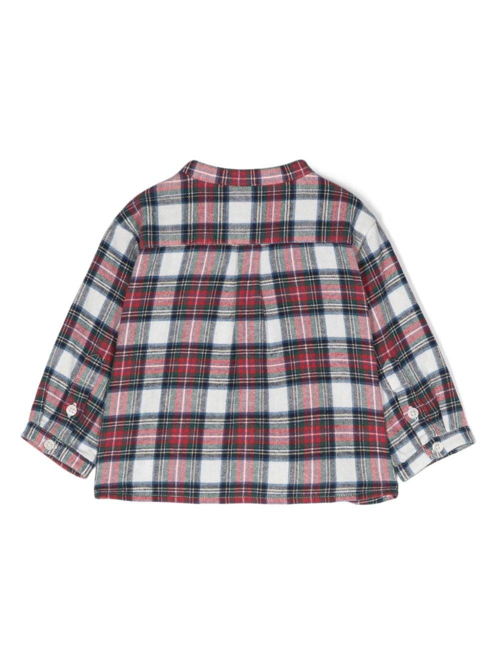Camicia per neonato Molo Enoz a quadri rosso e bianco con colletto alla coreana - Rubino Kids