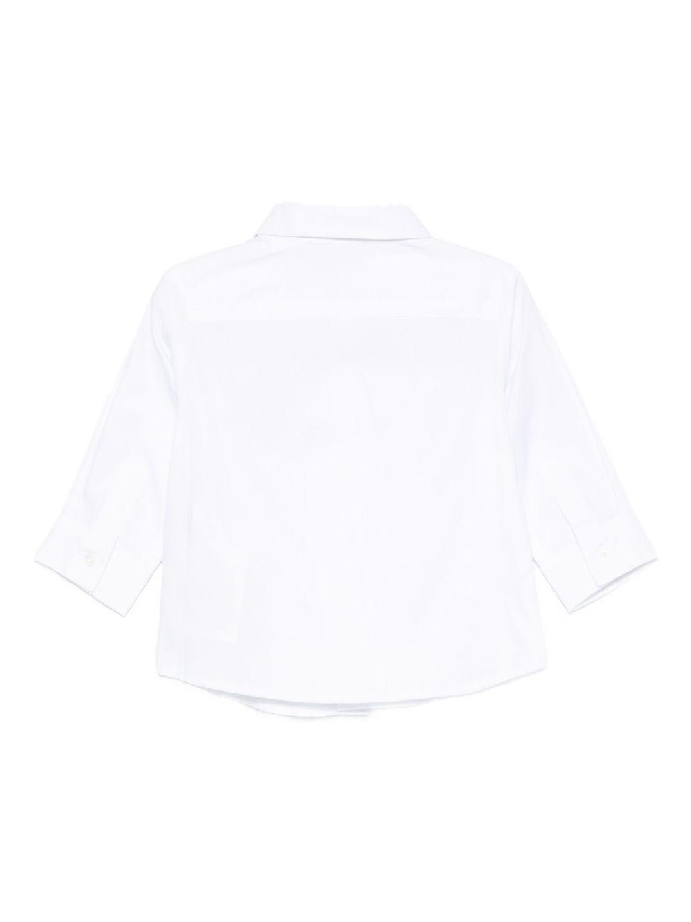Camicia per neonato Moschino Kids bianco in cotone con ricamo Teddy - Rubino Kids