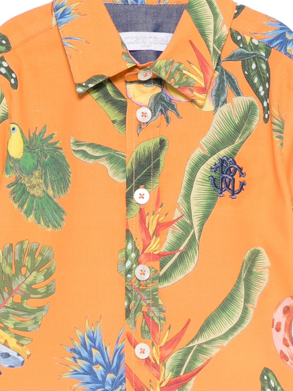 Camicia per neonato Roberto Cavalli Kids arancione con stampa tropicale - Rubino Kids
