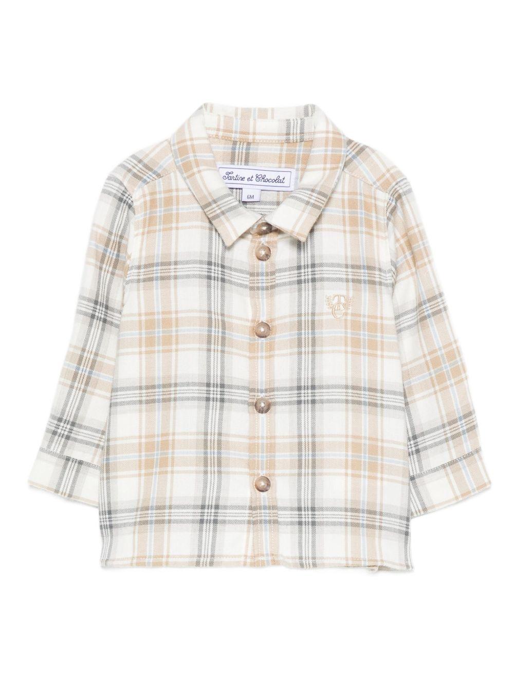 Camicia per neonato Tartine Et Chocolate beige con motivo a quadri - Rubino Kids