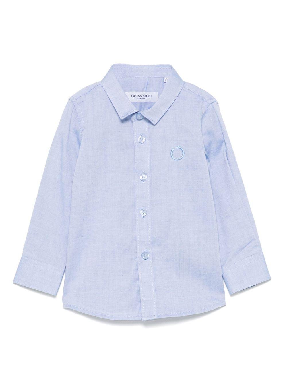 Camicia per neonato TRUSSARDI JUNIOR azzurro con ricamo - Rubino Kids