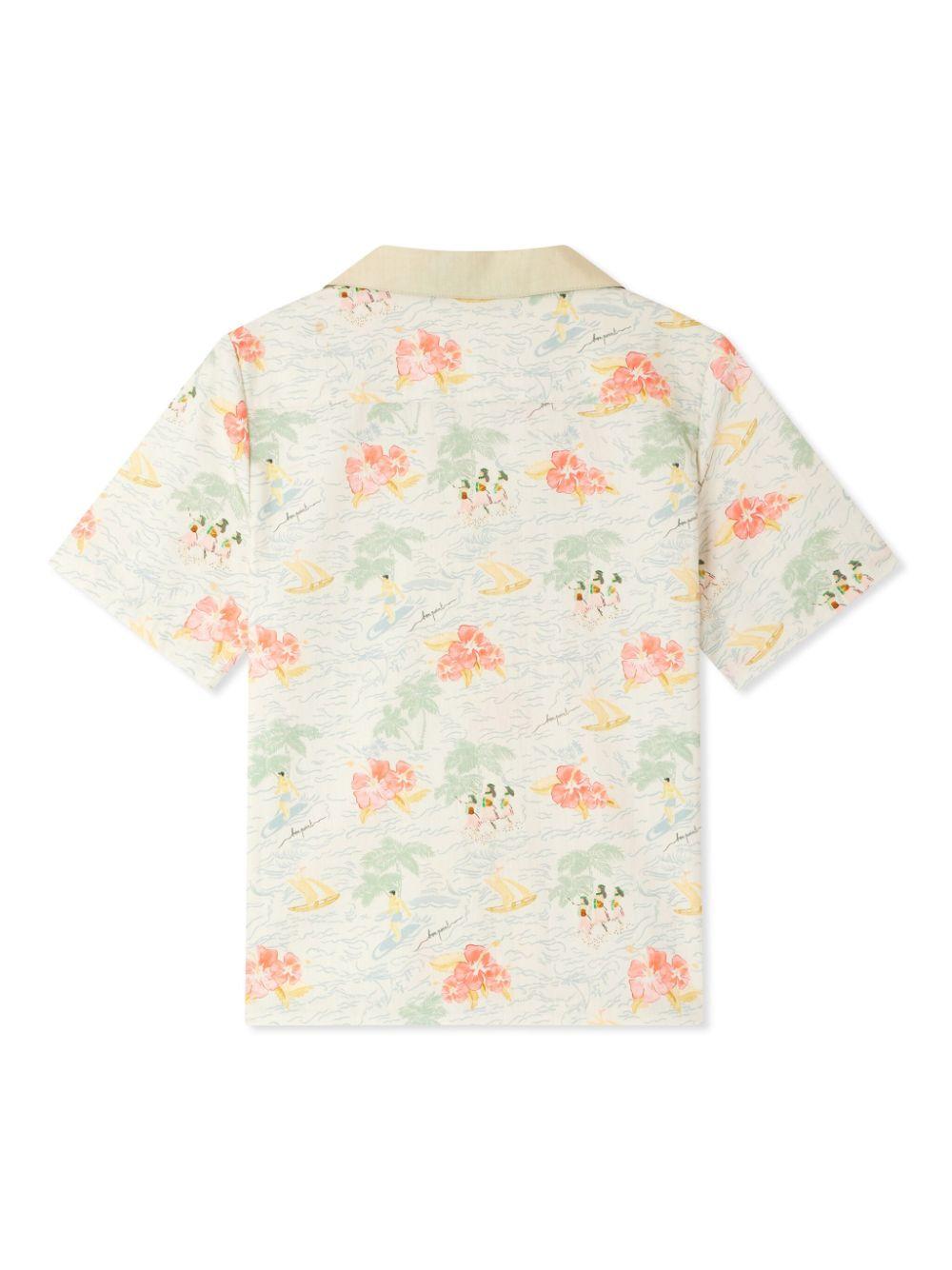 Camicia Steve per bambino Bonpoint beige con tasca sul petto - Rubino Kids