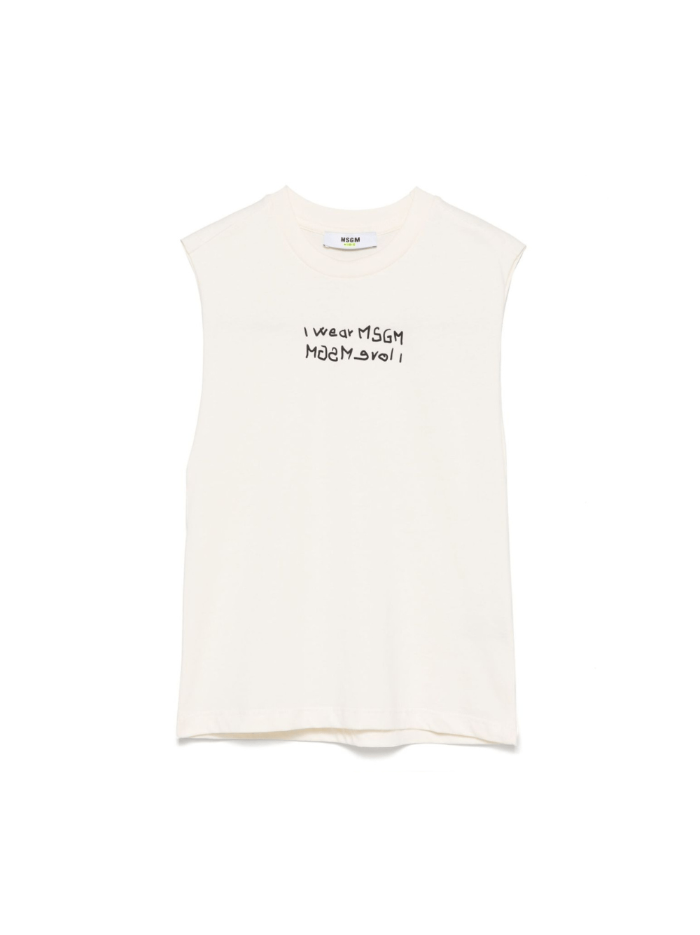 Canotta con stampa per bambino MSGM Kids beige con orlo a taglio vivo - Rubino Kids