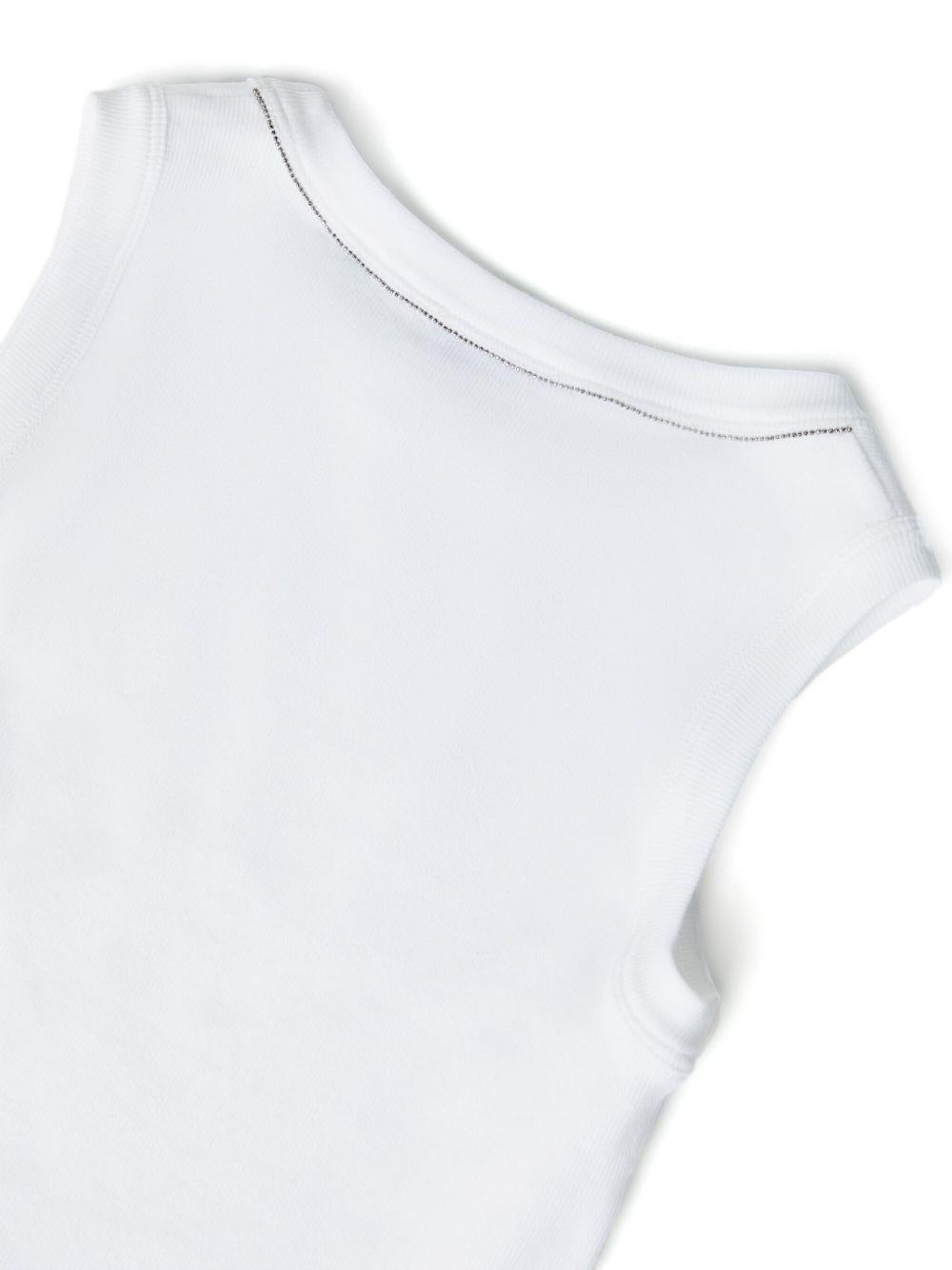 Canotta crop per bambina Brunello Cucinelli Kids bianco con scollo rotondo - Rubino Kids